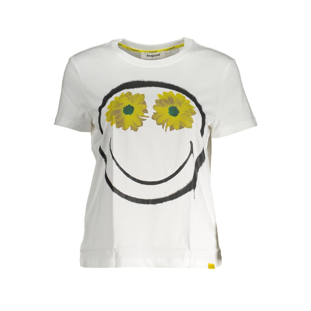 Desigual White Cotton Women T-Shirt | Regal Royce