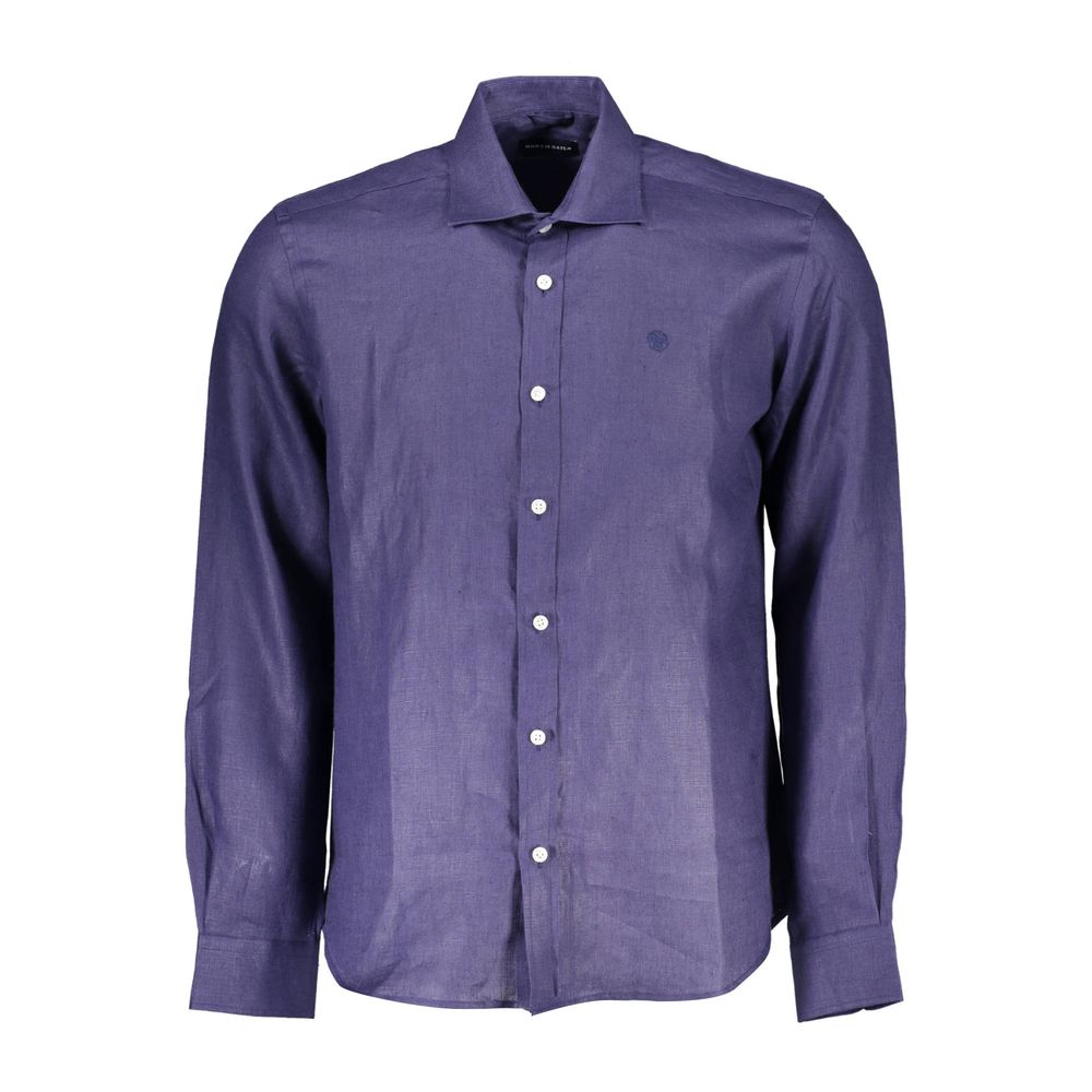 North Sails Blue Linen Men Shirt | Regal Royce