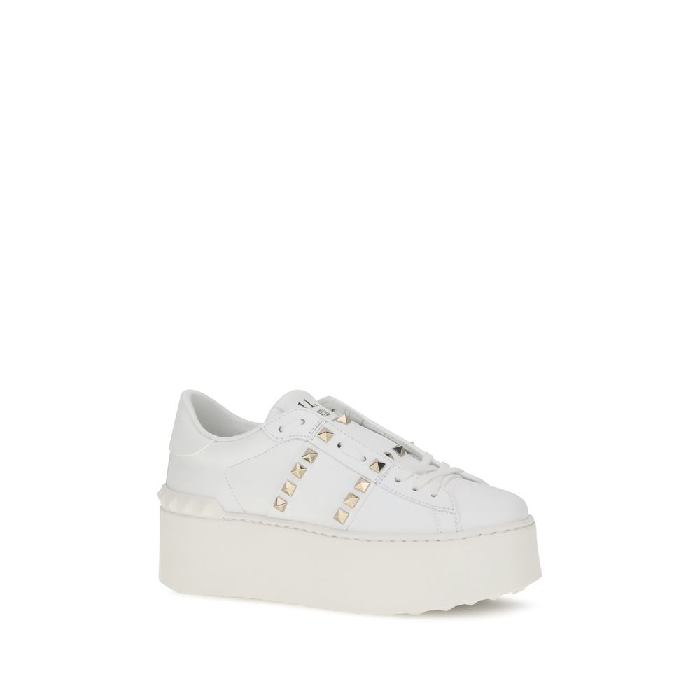 Valentino Garavani White Calf Leather Bos Taurus Platform Sneakers | Regal Royce