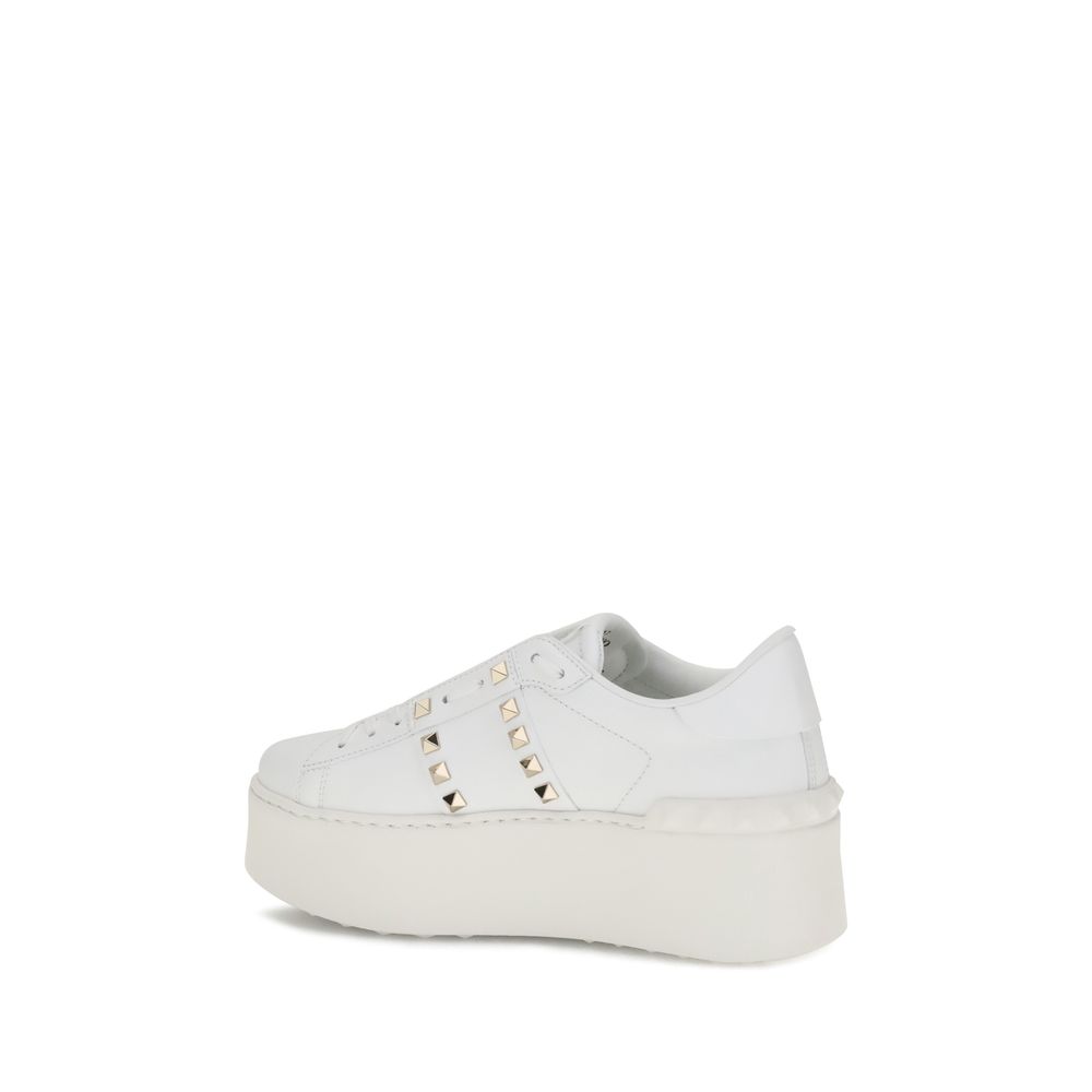 Valentino Garavani White Calf Leather Bos Taurus Platform Sneakers | Regal Royce