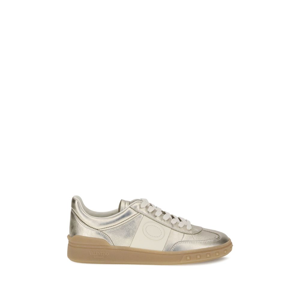 Valentino Garavani Gold Calf Leather Bos Taurus Low Top Sneakers | Regal Royce