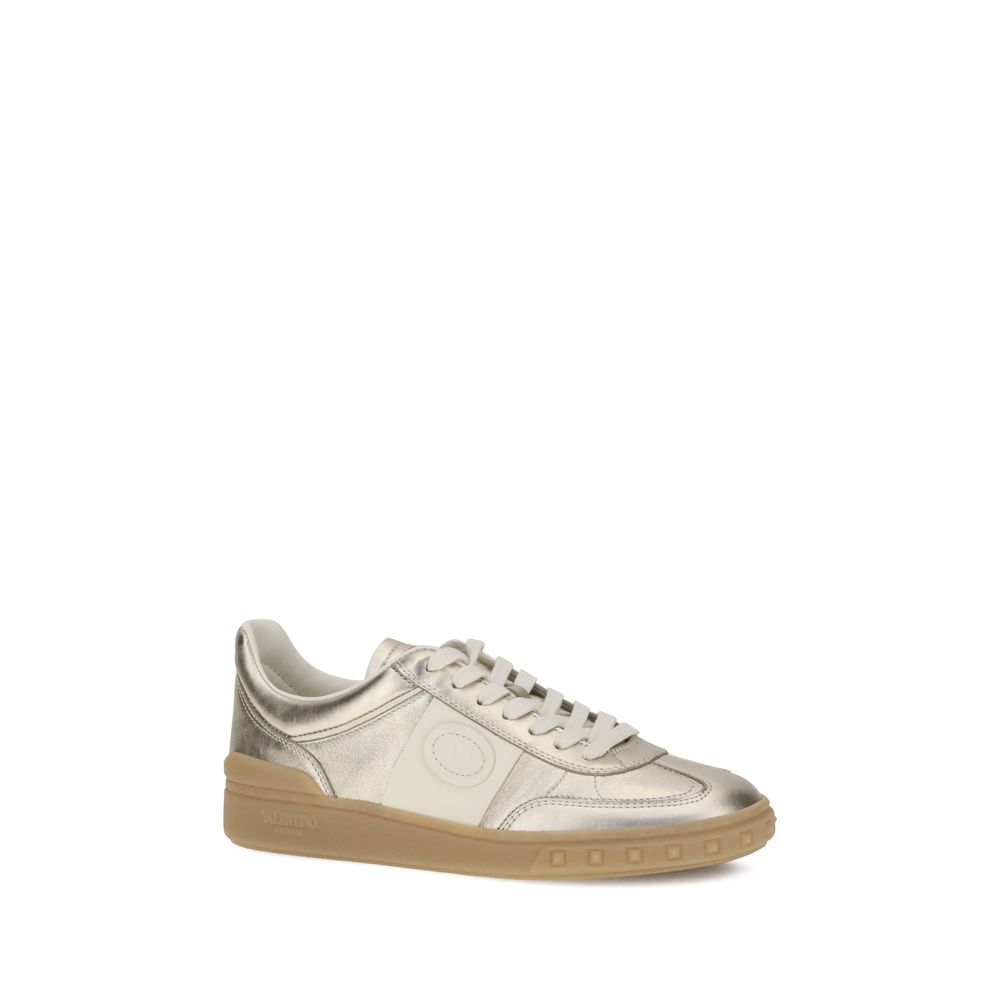 Valentino Garavani Gold Calf Leather Bos Taurus Low Top Sneakers | Regal Royce
