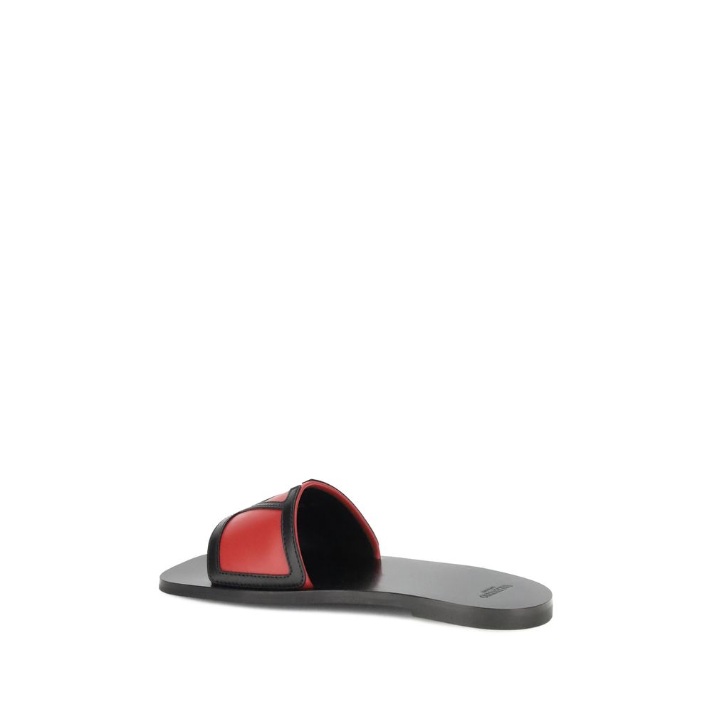 Valentino Garavani Multicolor Calf Leather Bos Taurus Flat Sandals | Regal Royce