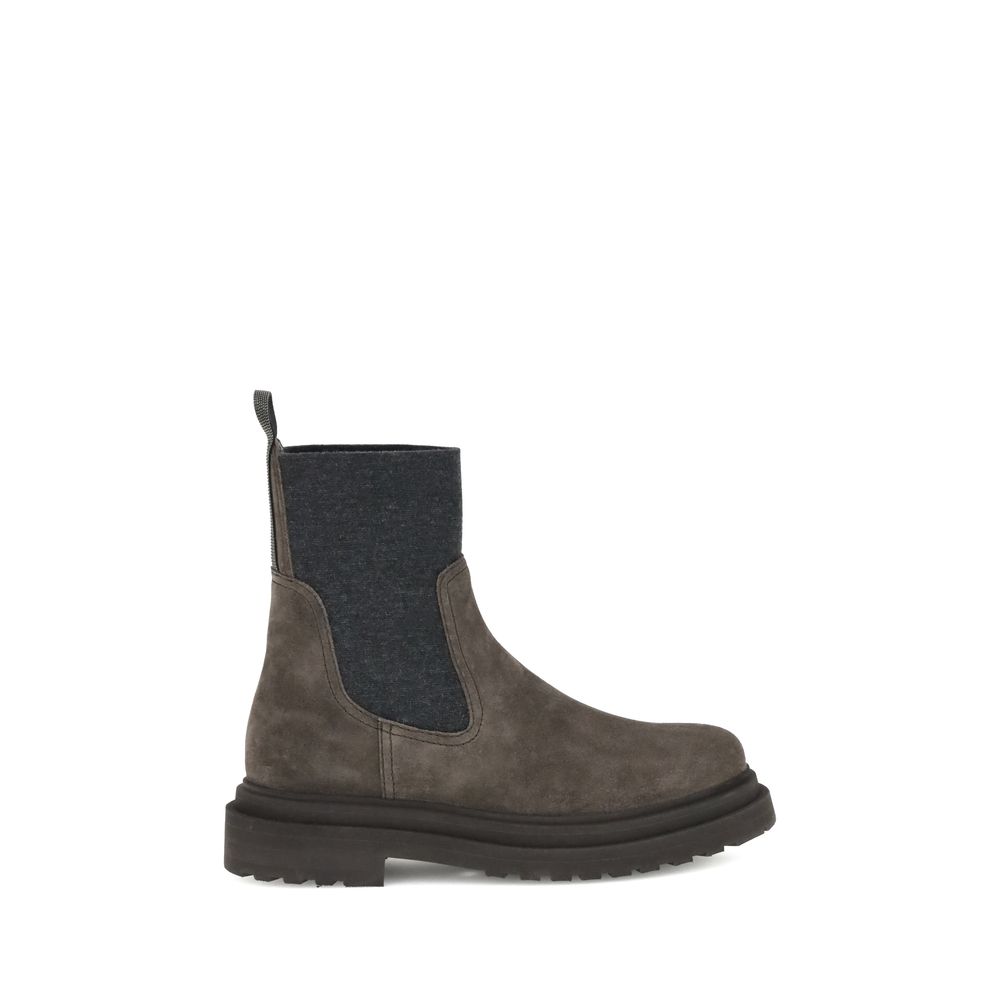 Brunello Cucinelli Brown Calf Leather Bos Taurus Ankle Boots | Regal Royce