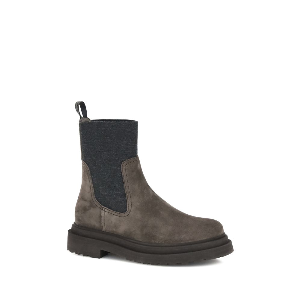 Brunello Cucinelli Brown Calf Leather Bos Taurus Ankle Boots | Regal Royce