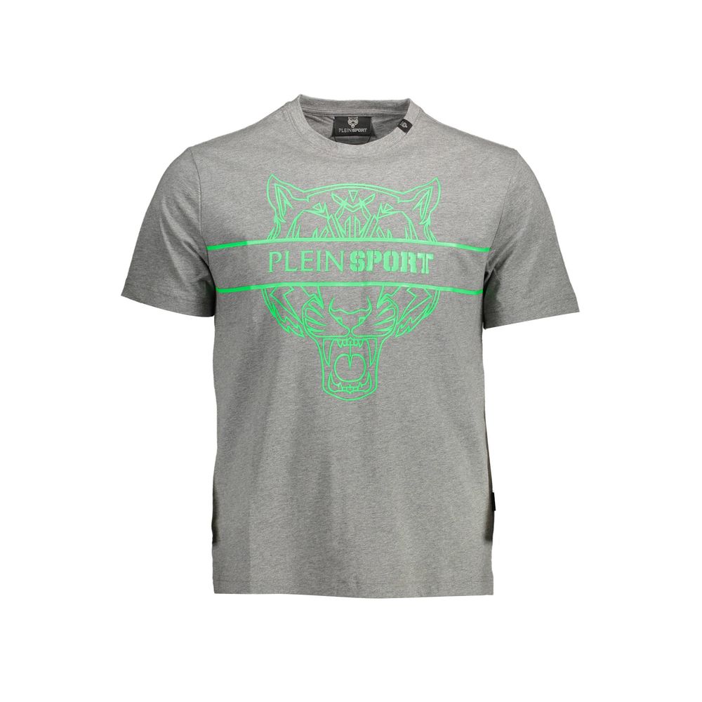 Plein Sport "Gray Cotton Men's T-Shirt with Contrasting Details" | Regal Royce