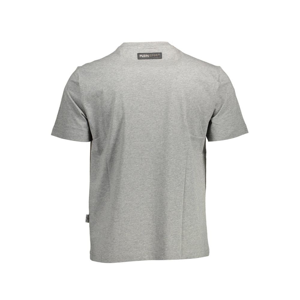 Plein Sport "Gray Cotton Men's T-Shirt with Contrasting Details" | Regal Royce