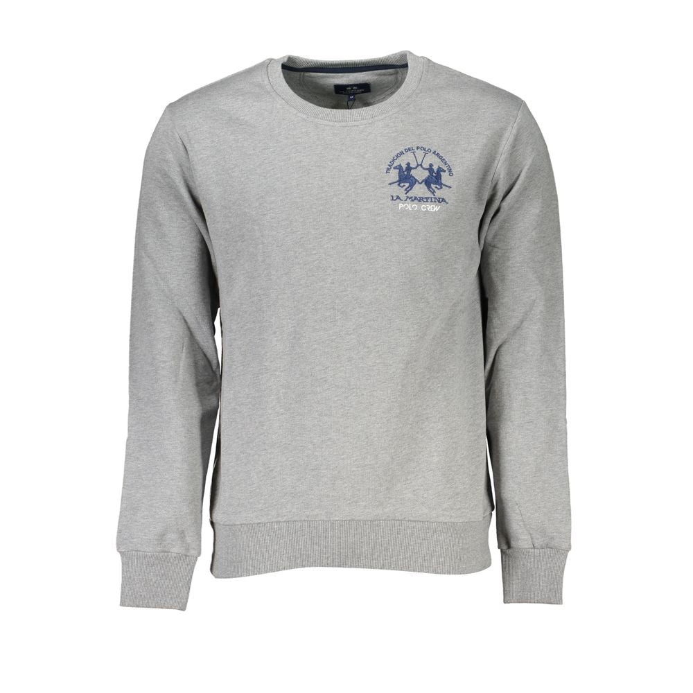 La Martina Grigio Cotton Men Sweatshirt | Regal Royce