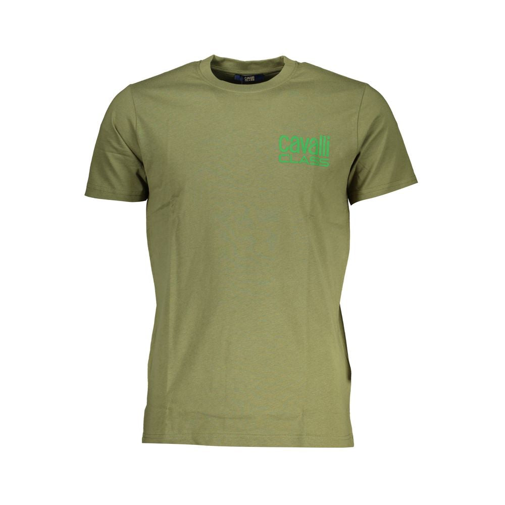 Cavalli Class Green Cotton Men T-Shirt | Regal Royce
