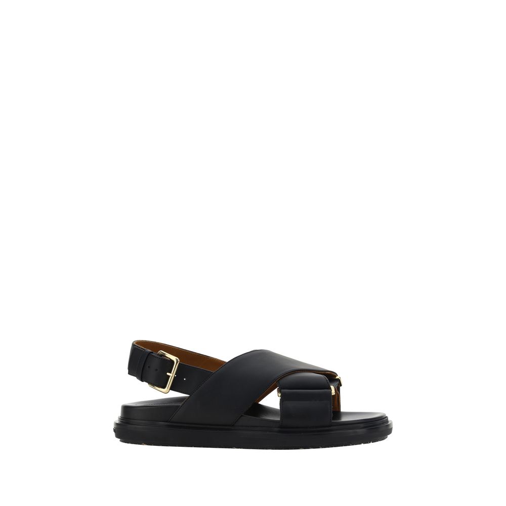 Marni Black Calf Leather Bos Taurus Sandals | Regal Royce