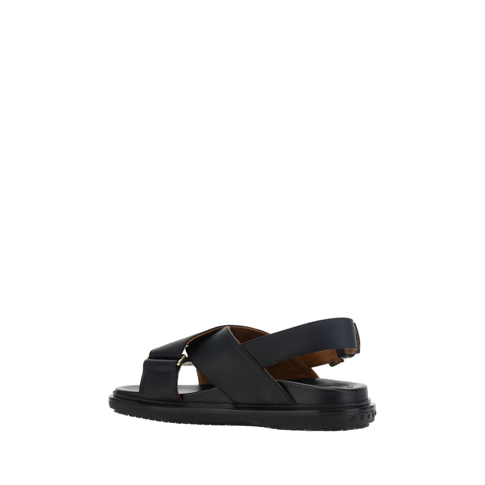 Marni Black Calf Leather Bos Taurus Sandals | Regal Royce