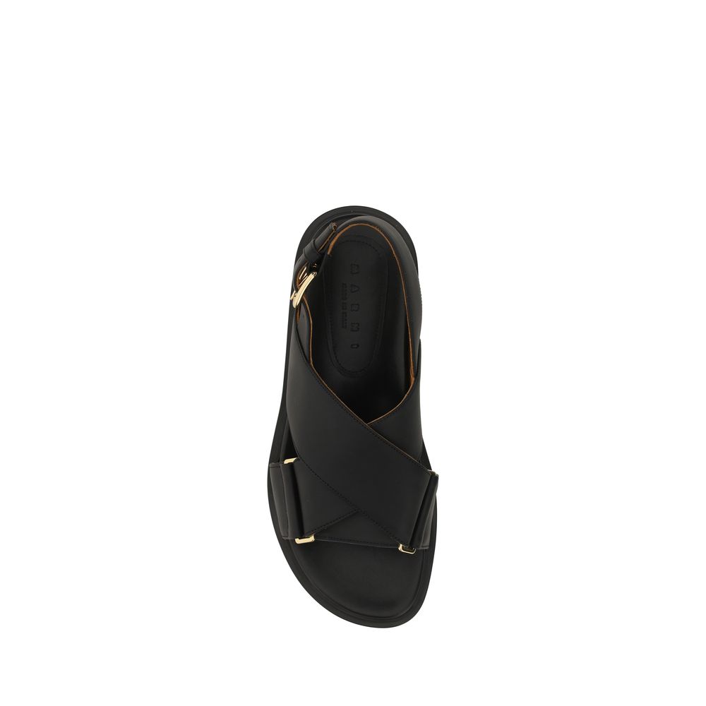 Marni Black Calf Leather Bos Taurus Sandals | Regal Royce