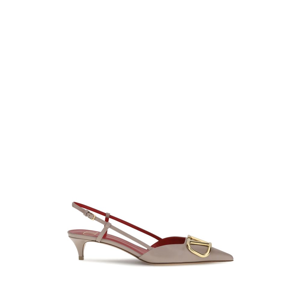 Valentino Garavani Gray Calf Leather Bos Taurus Mid Heel Pumps | Regal Royce