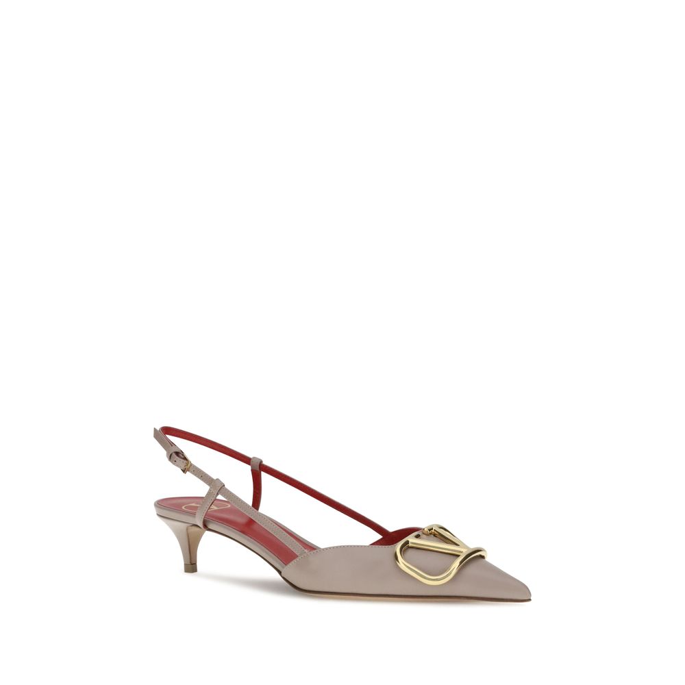 Valentino Garavani Gray Calf Leather Bos Taurus Mid Heel Pumps | Regal Royce