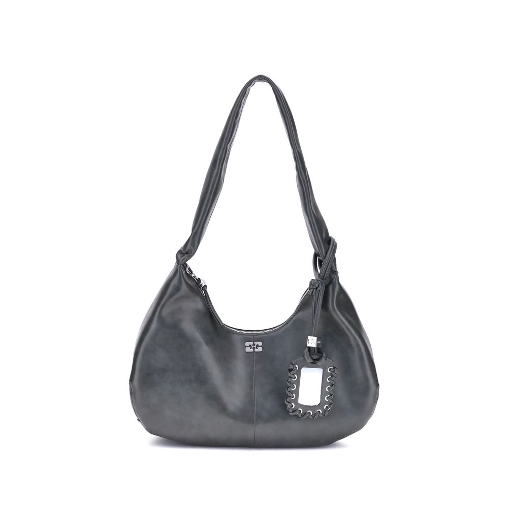 Ganni Black Lyocell Shoulder Bag