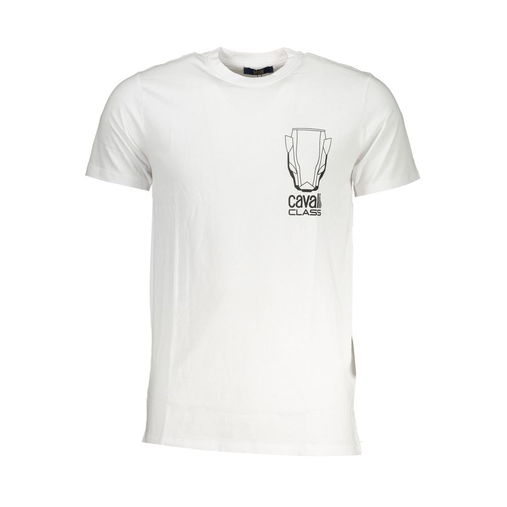 Cavalli Class Bianco Cotton Men T-Shirt | Regal Royce