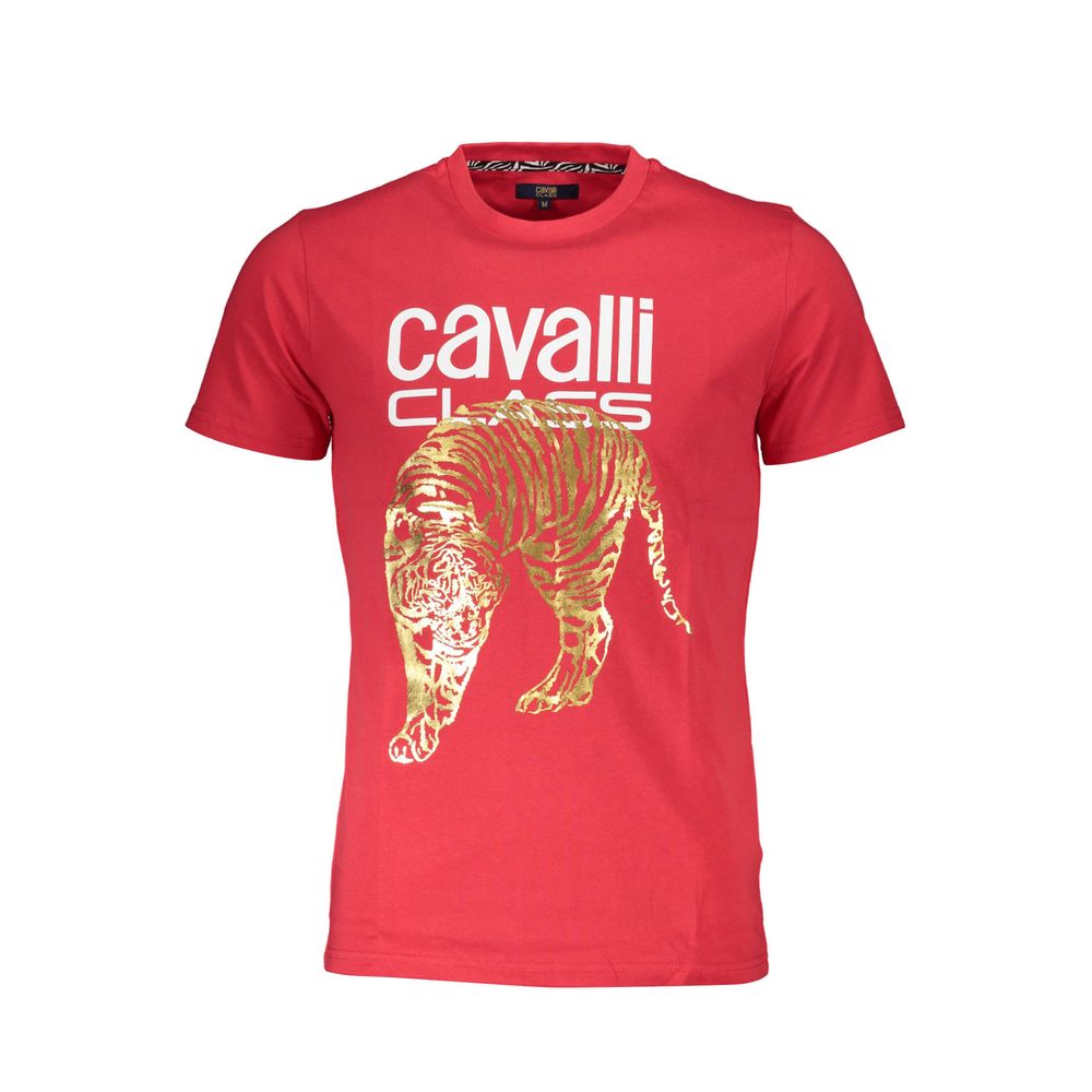 Cavalli Class Rosso Cotton Men T-Shirt | Regal Royce