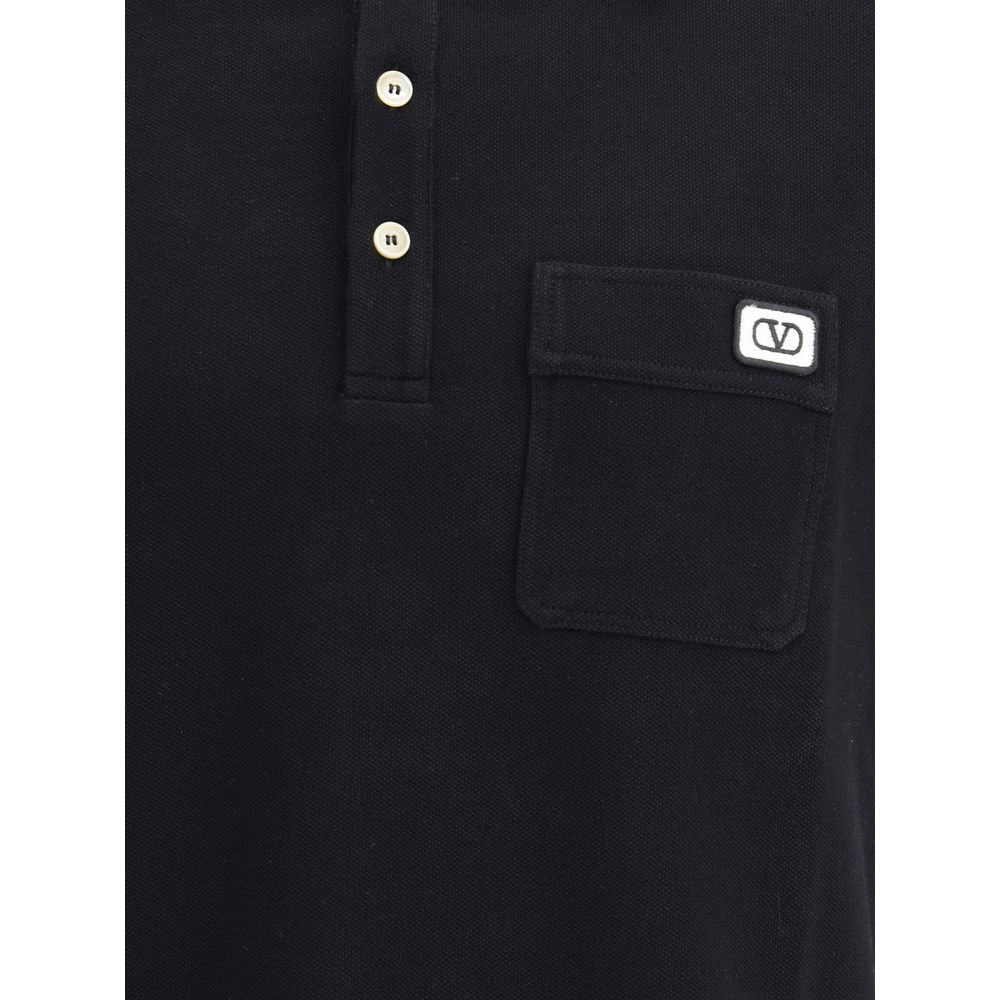 Valentino Black Cotton Polo Shirt | Regal Royce