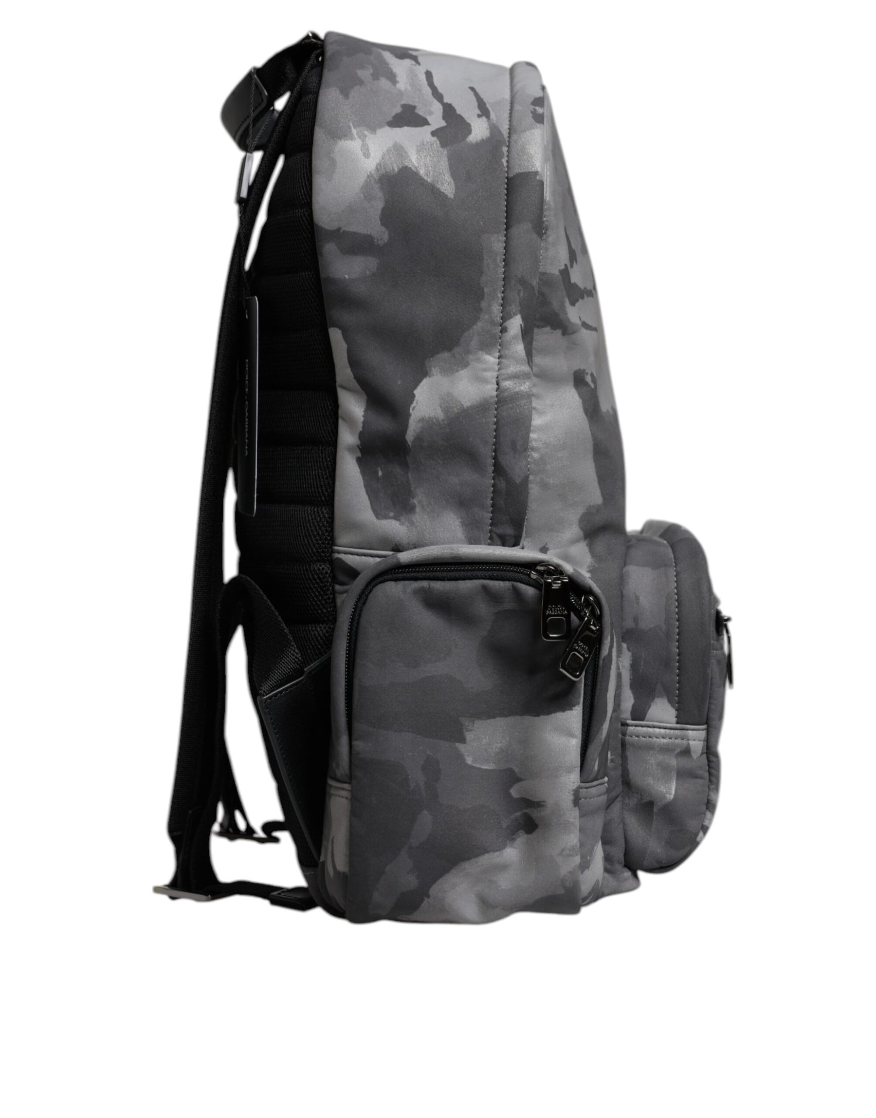 Dolce & Gabbana Gray Cotton Camouflage Logo Plaque Backpack Bag | Regal Royce