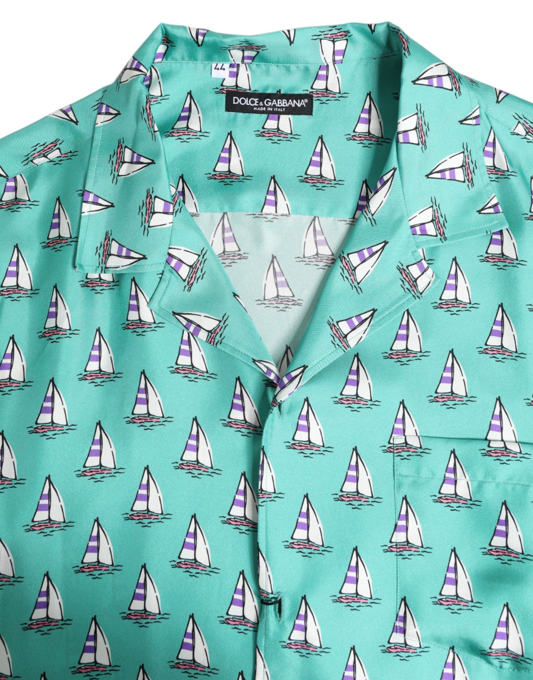 Dolce & Gabbana Green Printed Short Sleeves Casual Shirt | Regal Royce