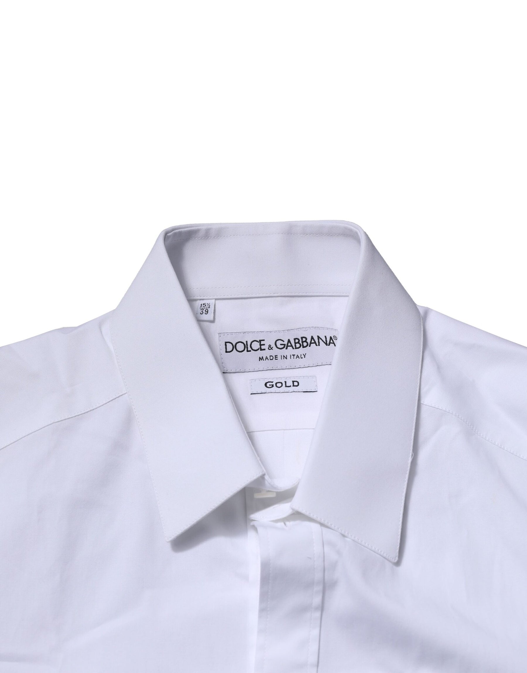 Dolce & Gabbana White Cotton GOLD Long Sleeves Formal Shirt | Regal Royce
