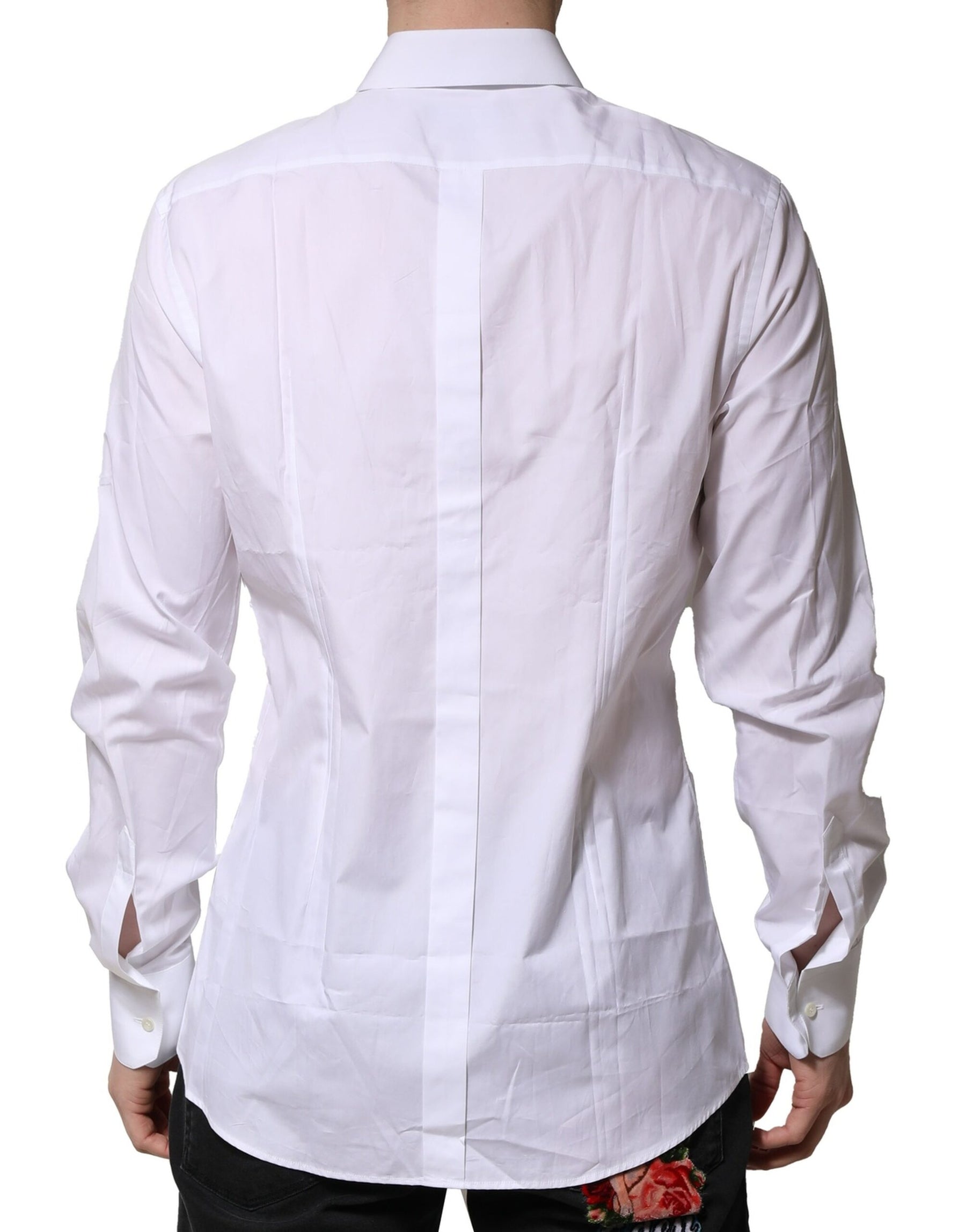 Dolce & Gabbana White Cotton GOLD Long Sleeves Formal Shirt | Regal Royce