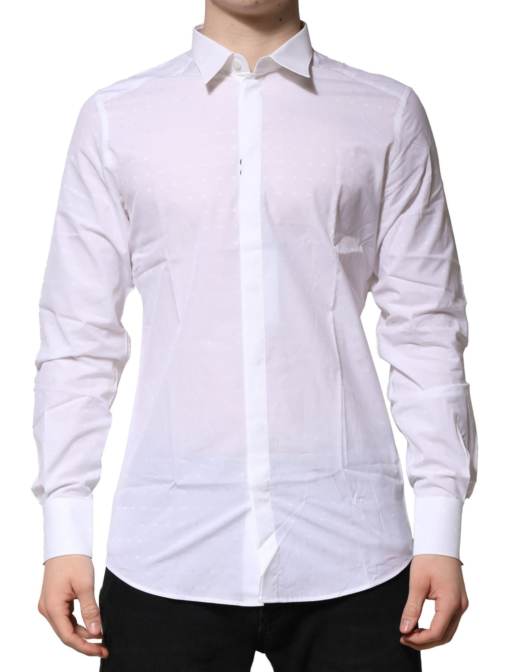 Dolce & Gabbana White Cotton GOLD Long Sleeves Formal Shirt | Regal Royce
