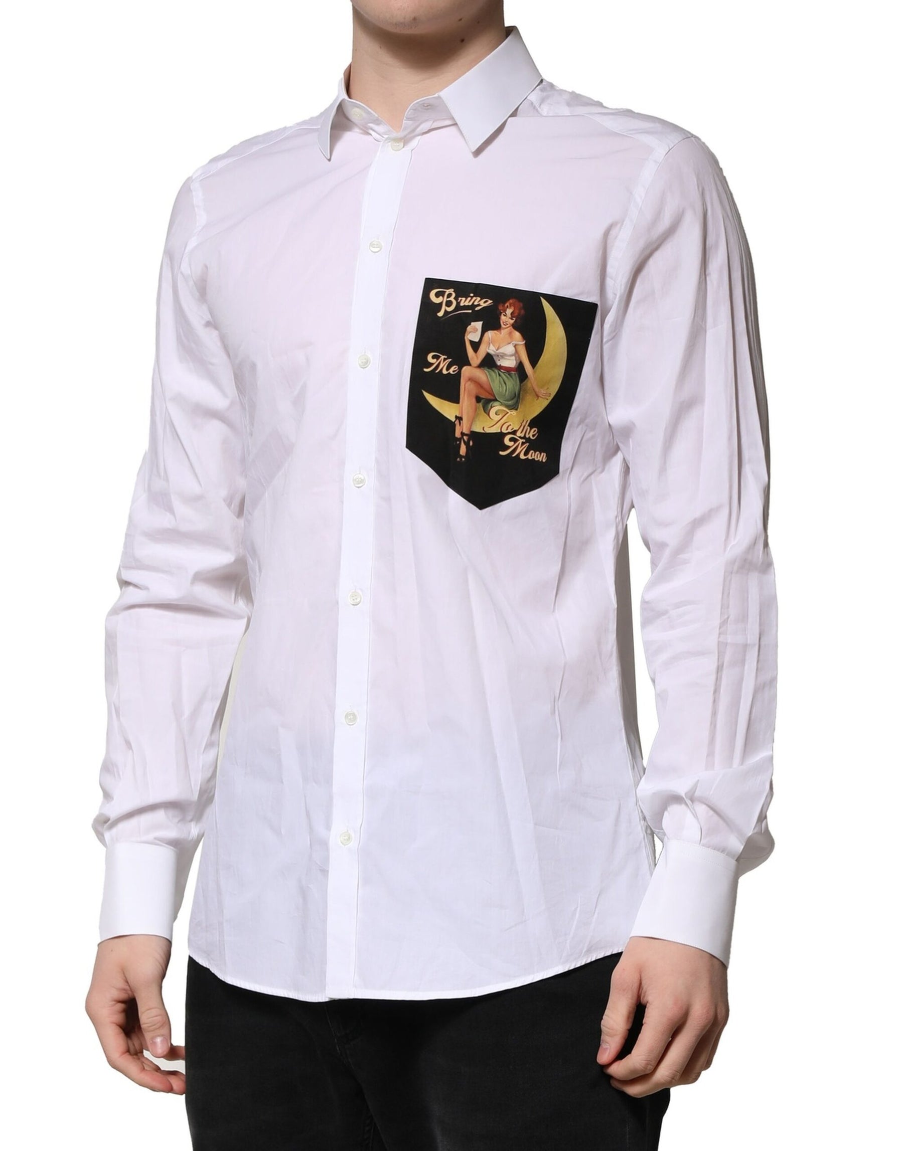 Dolce & Gabbana White Cotton MARTINI Long Sleeve Formal Shirt | Regal Royce