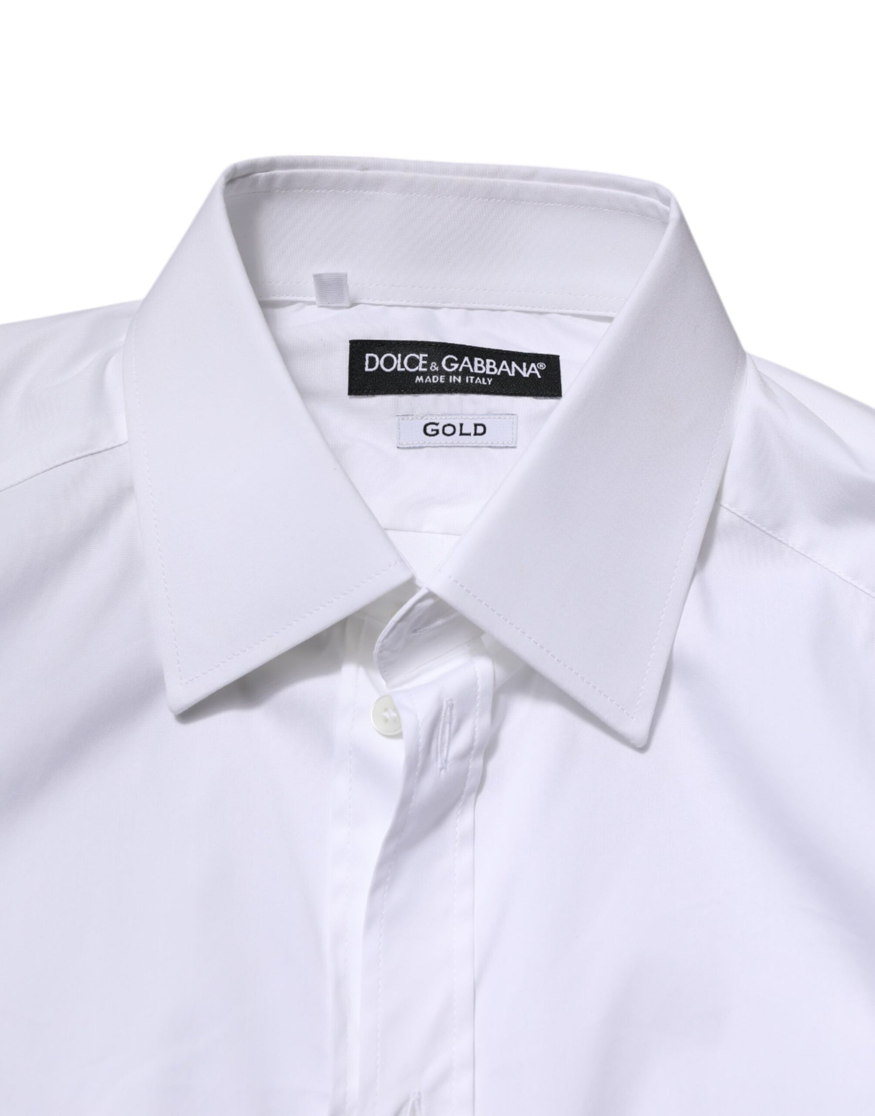 Dolce & Gabbana White Cotton GOLD Long Sleeves Formal Shirt | Regal Royce