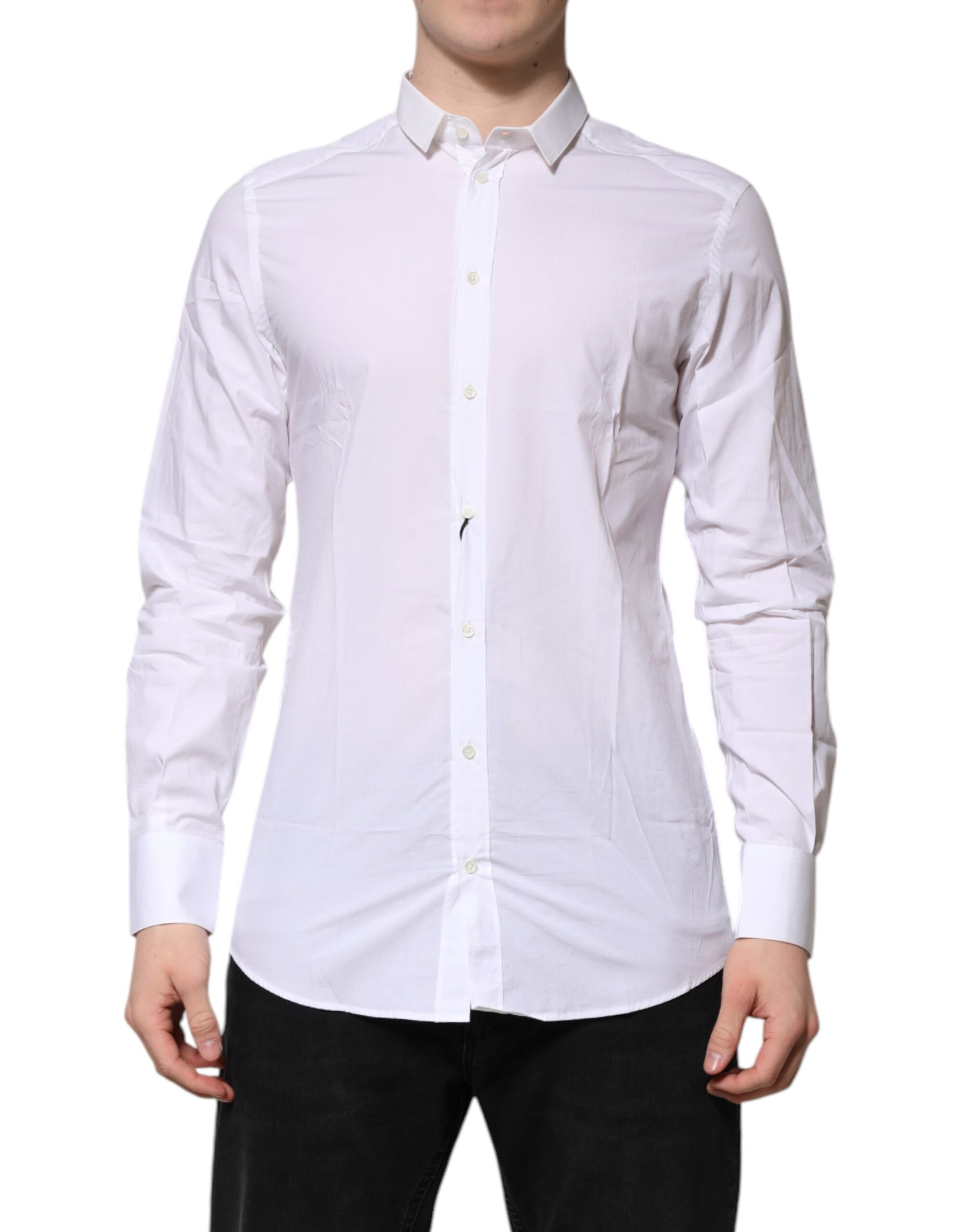 Dolce & Gabbana White Cotton GOLD Long Sleeves Formal Shirt | Regal Royce