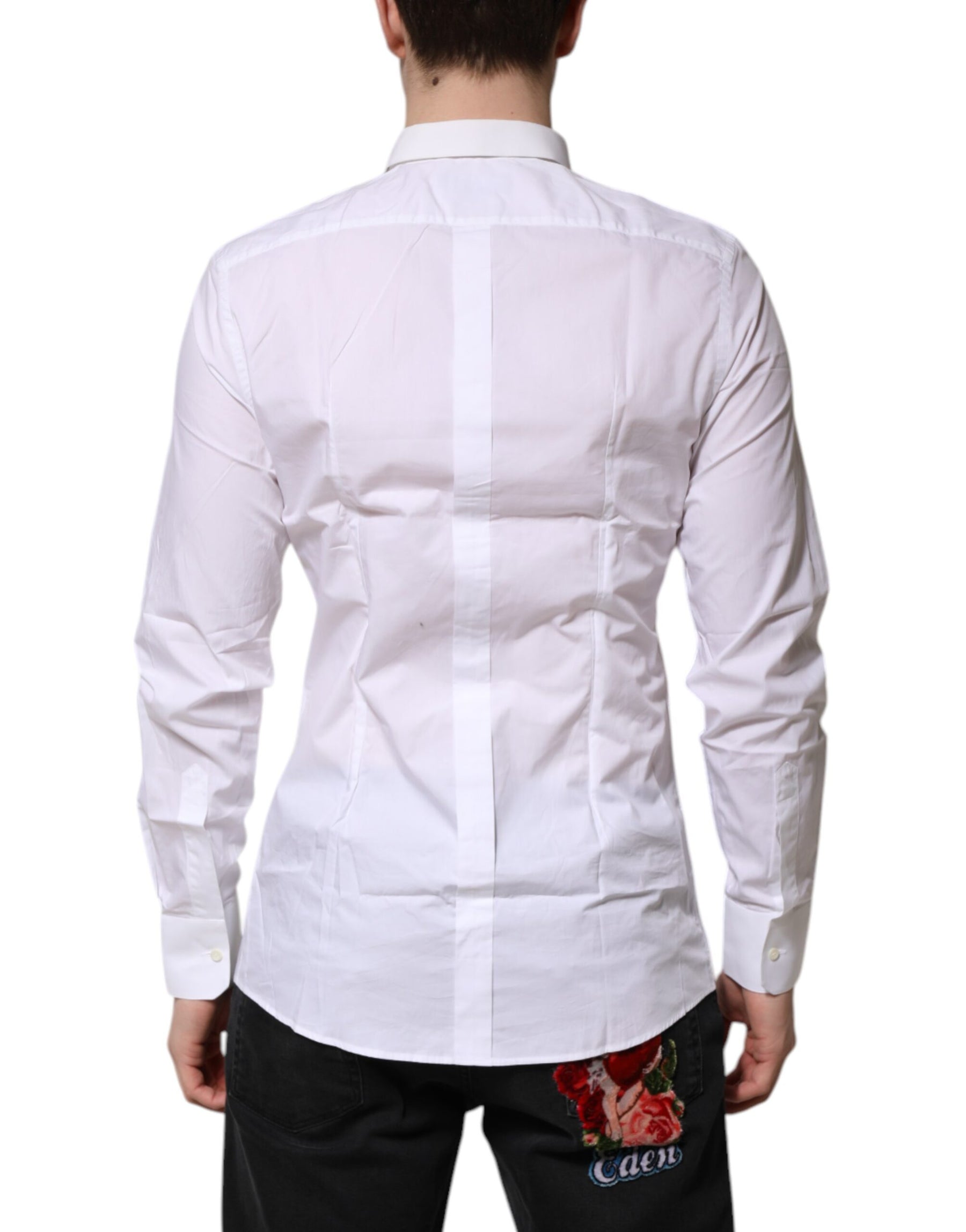 Dolce & Gabbana White Cotton GOLD Long Sleeves Formal Shirt | Regal Royce