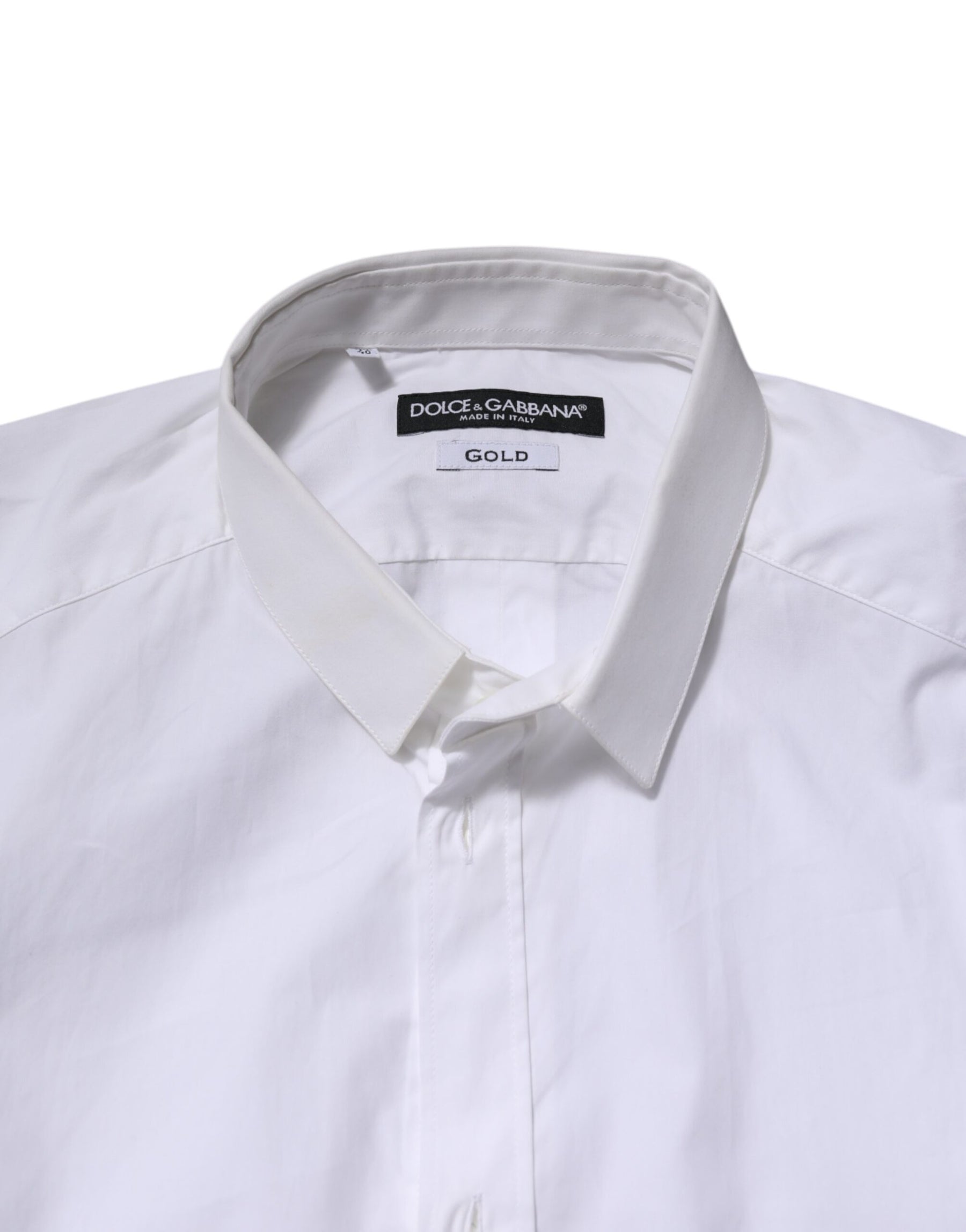 Dolce & Gabbana White Cotton GOLD Long Sleeves Formal Shirt | Regal Royce