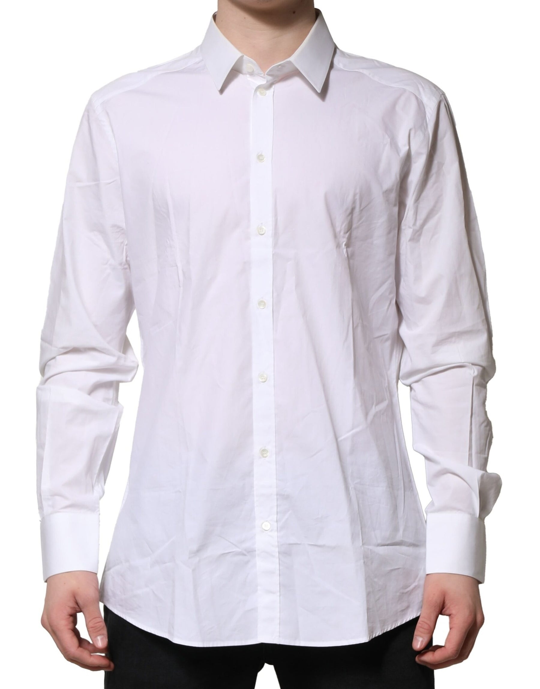 Dolce & Gabbana White Cotton GOLD Long Sleeves Formal Shirt | Regal Royce