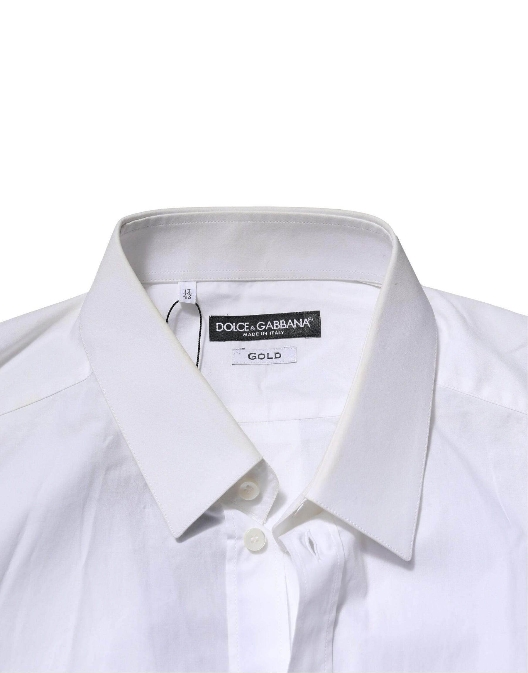 Dolce & Gabbana White Cotton GOLD Long Sleeves Formal Shirt | Regal Royce