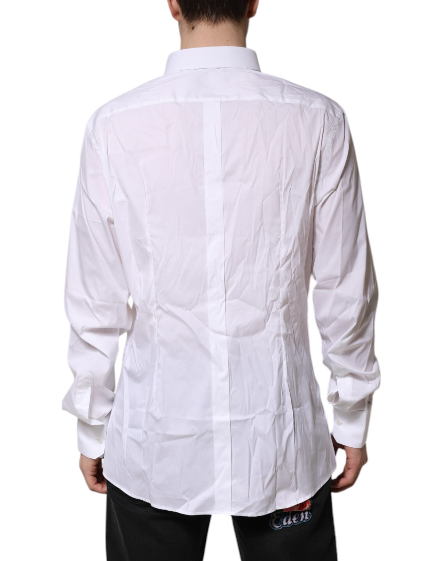 Dolce & Gabbana White Cotton GOLD Long Sleeves Formal Shirt | Regal Royce