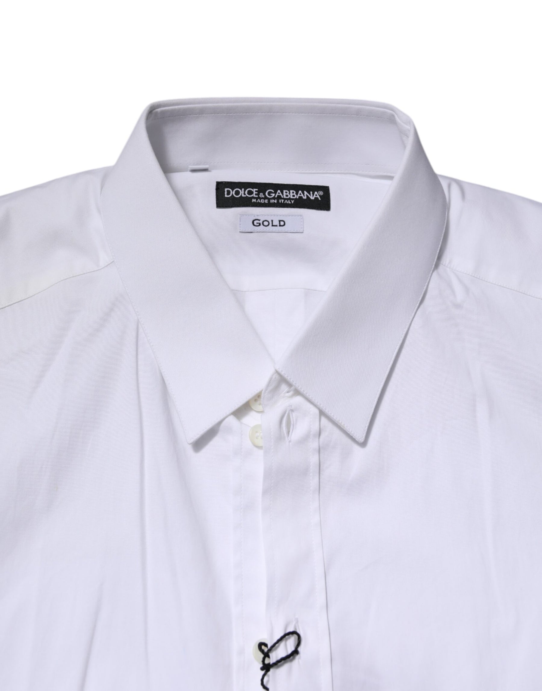 Dolce & Gabbana White Cotton GOLD Long Sleeves Formal Shirt | Regal Royce