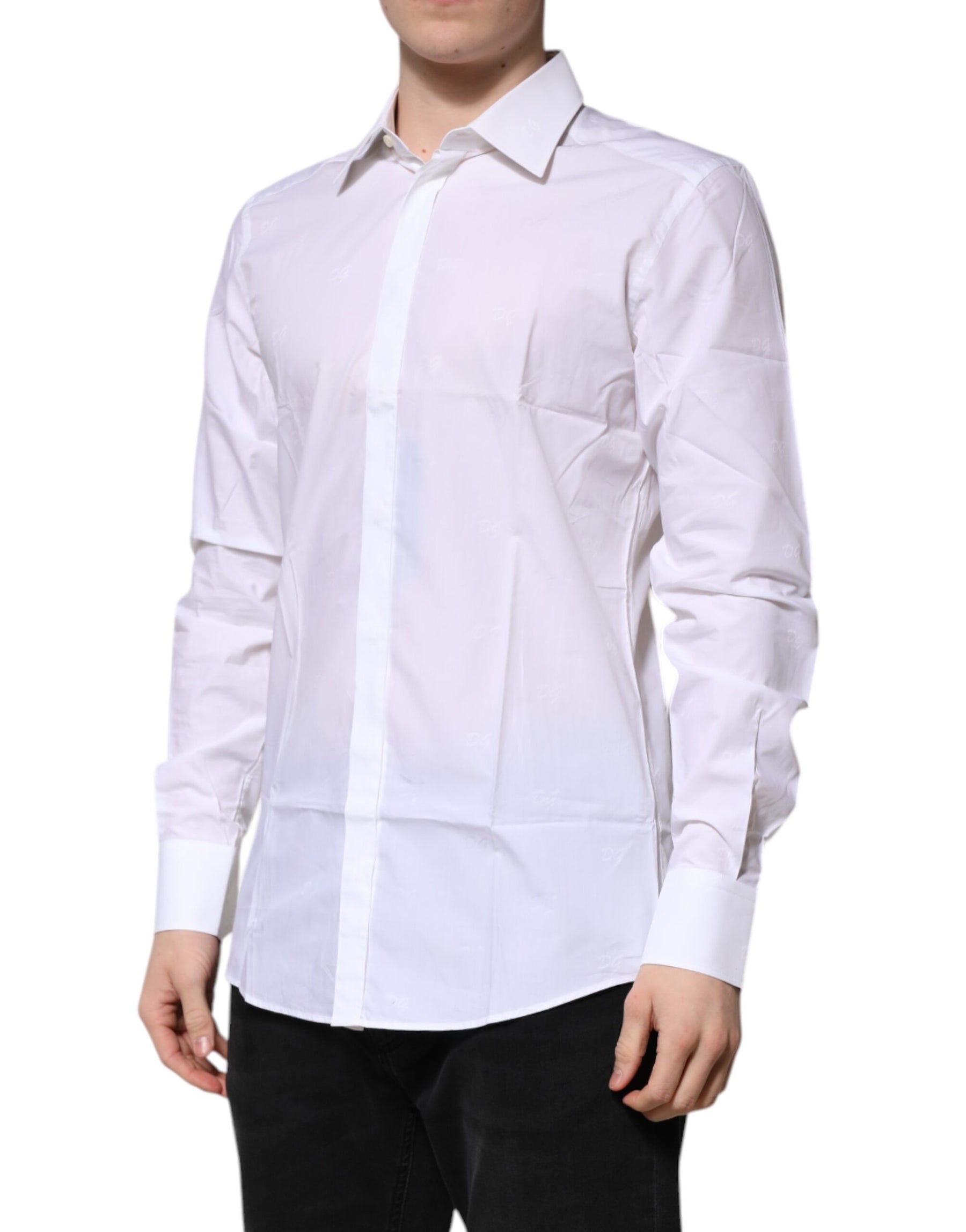 Dolce & Gabbana White Cotton GOLD Long Sleeves Formal Shirt | Regal Royce