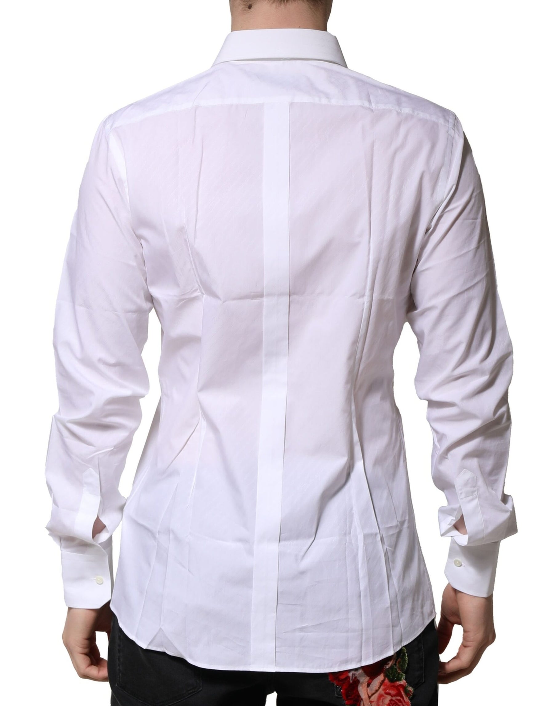 Dolce & Gabbana White Cotton GOLD Long Sleeves Formal Shirt | Regal Royce