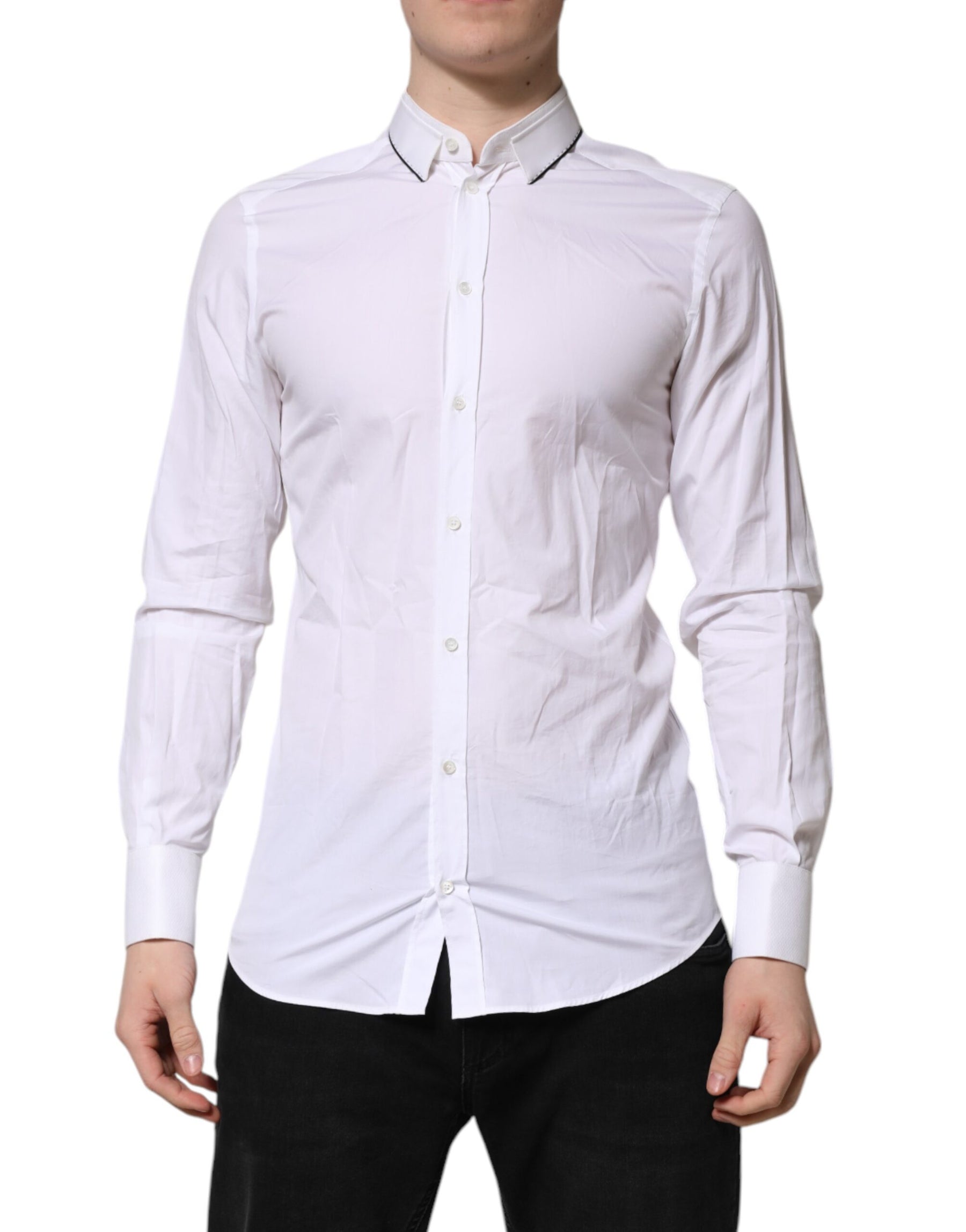 Dolce & Gabbana White Cotton GOLD Long Sleeves Formal Shirt | Regal Royce