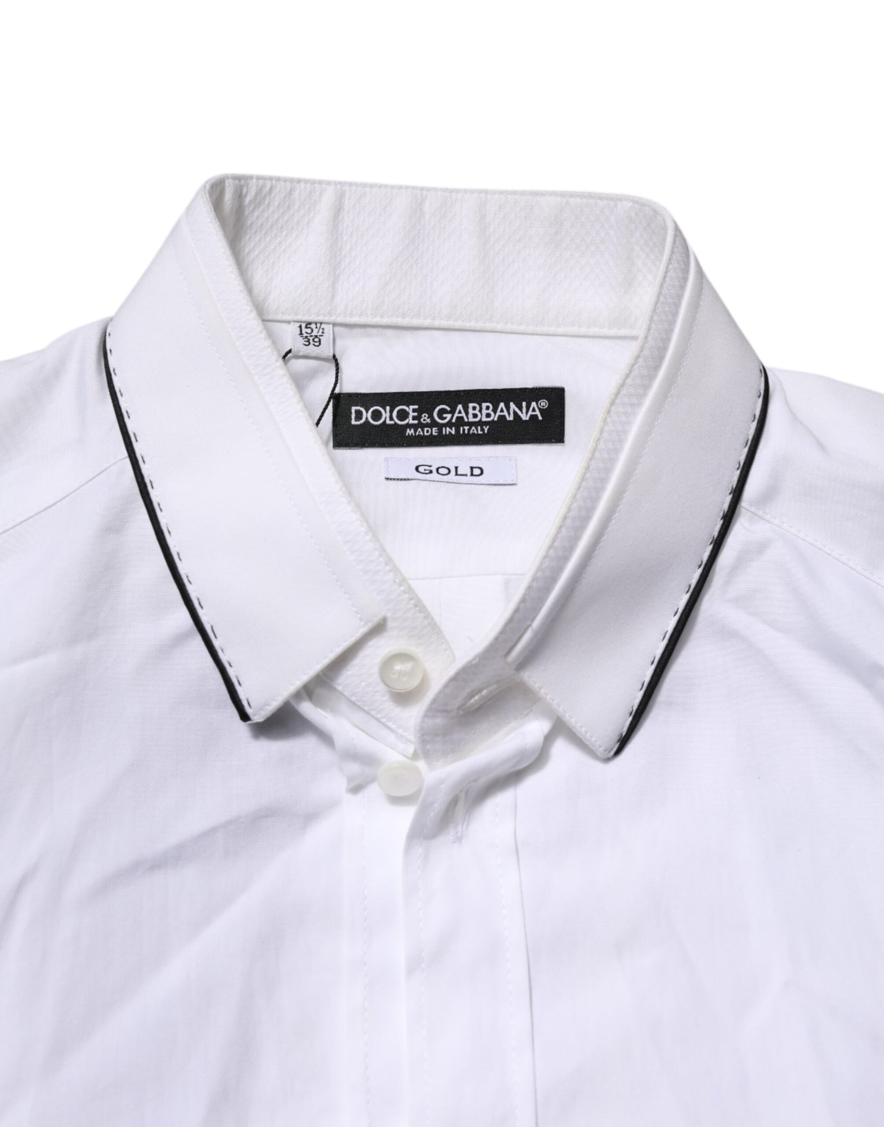 Dolce & Gabbana White Cotton GOLD Long Sleeves Formal Shirt | Regal Royce