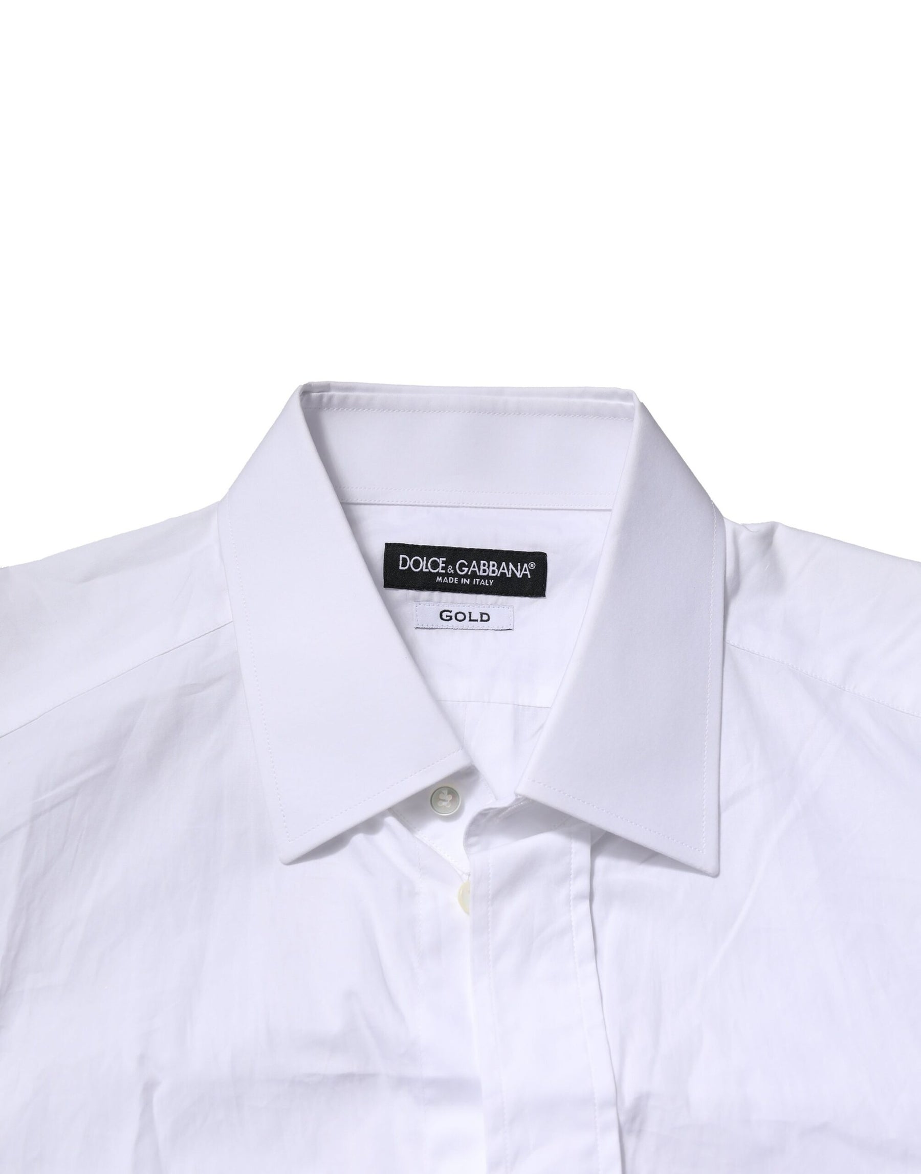 Dolce & Gabbana White Cotton GOLD Long Sleeves Formal Shirt | Regal Royce