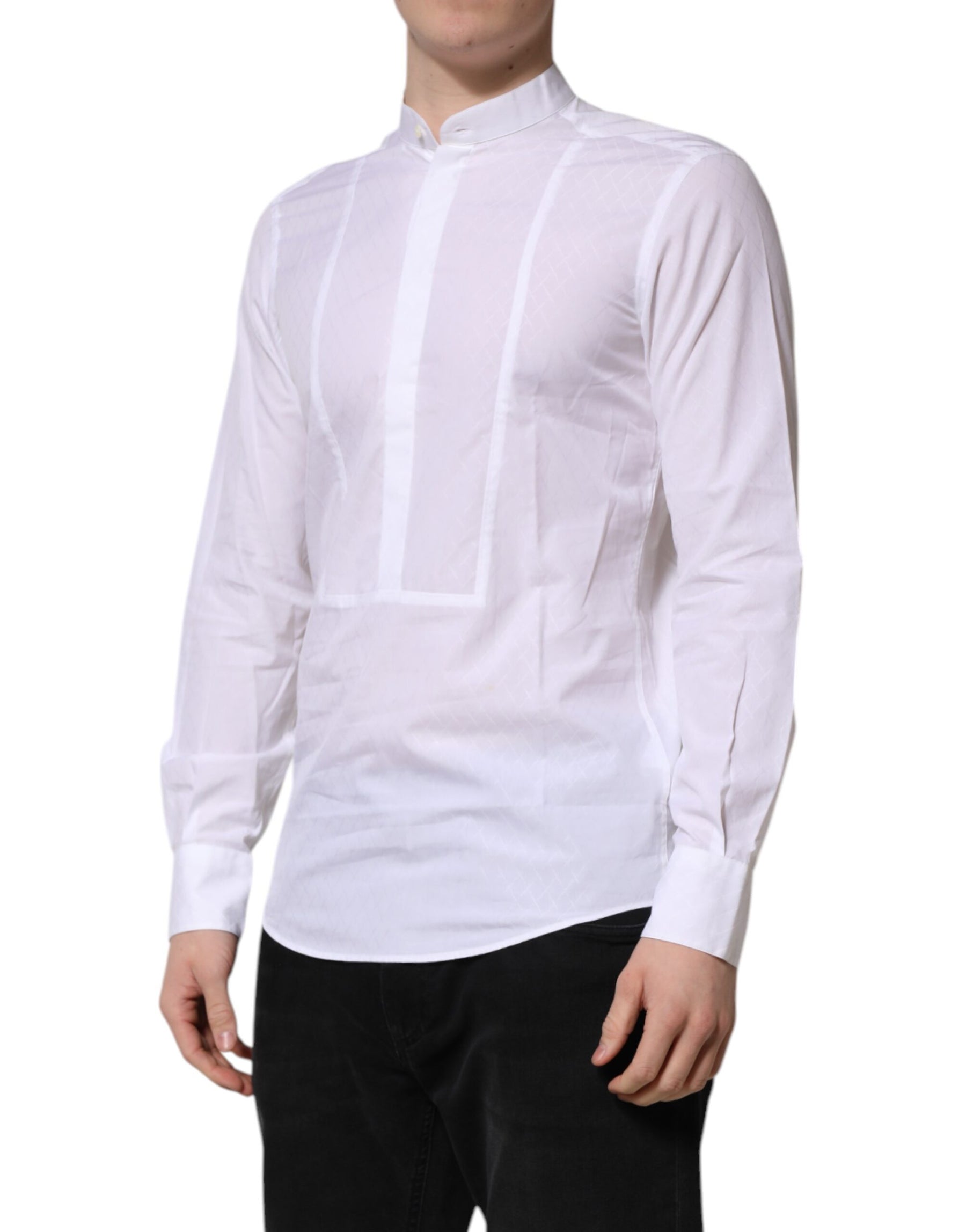 Dolce & Gabbana White Cotton Slim Long Sleeves Formal Shirt | Regal Royce
