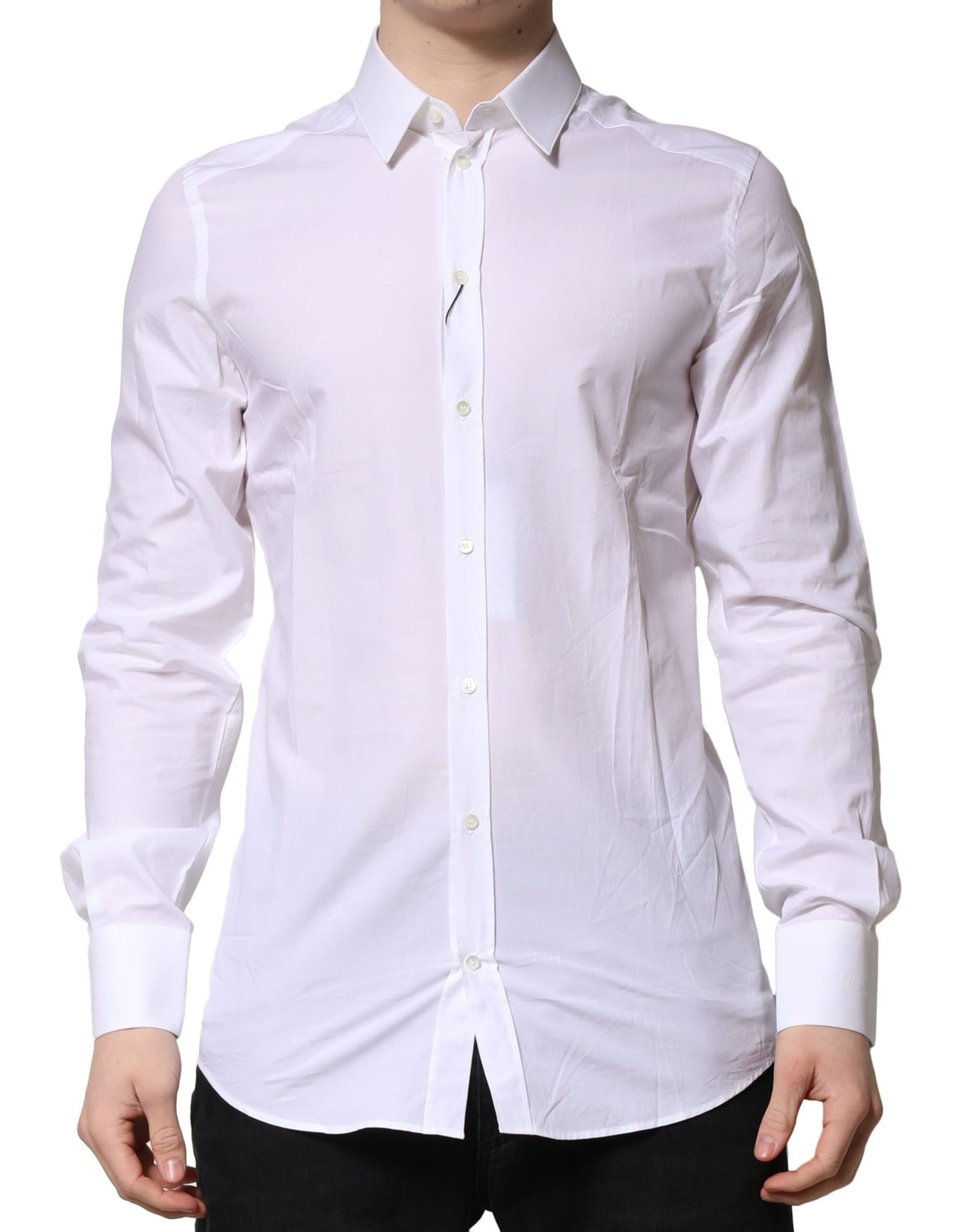 Dolce & Gabbana White Cotton GOLD Long Sleeves Formal Shirt | Regal Royce
