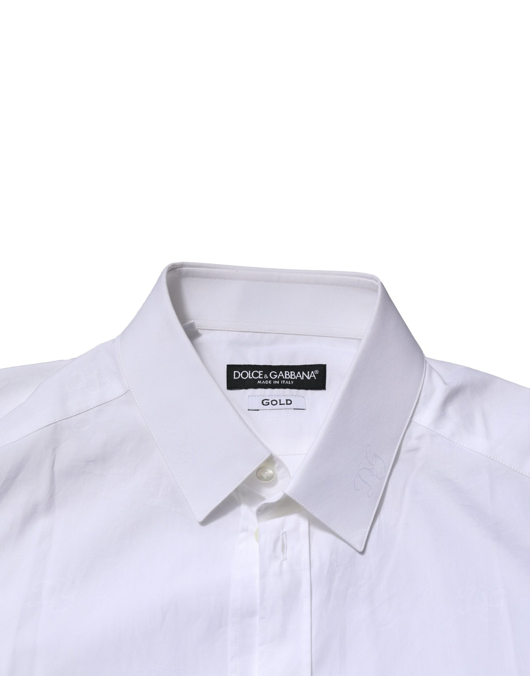 Dolce & Gabbana White Cotton GOLD Long Sleeves Formal Shirt | Regal Royce