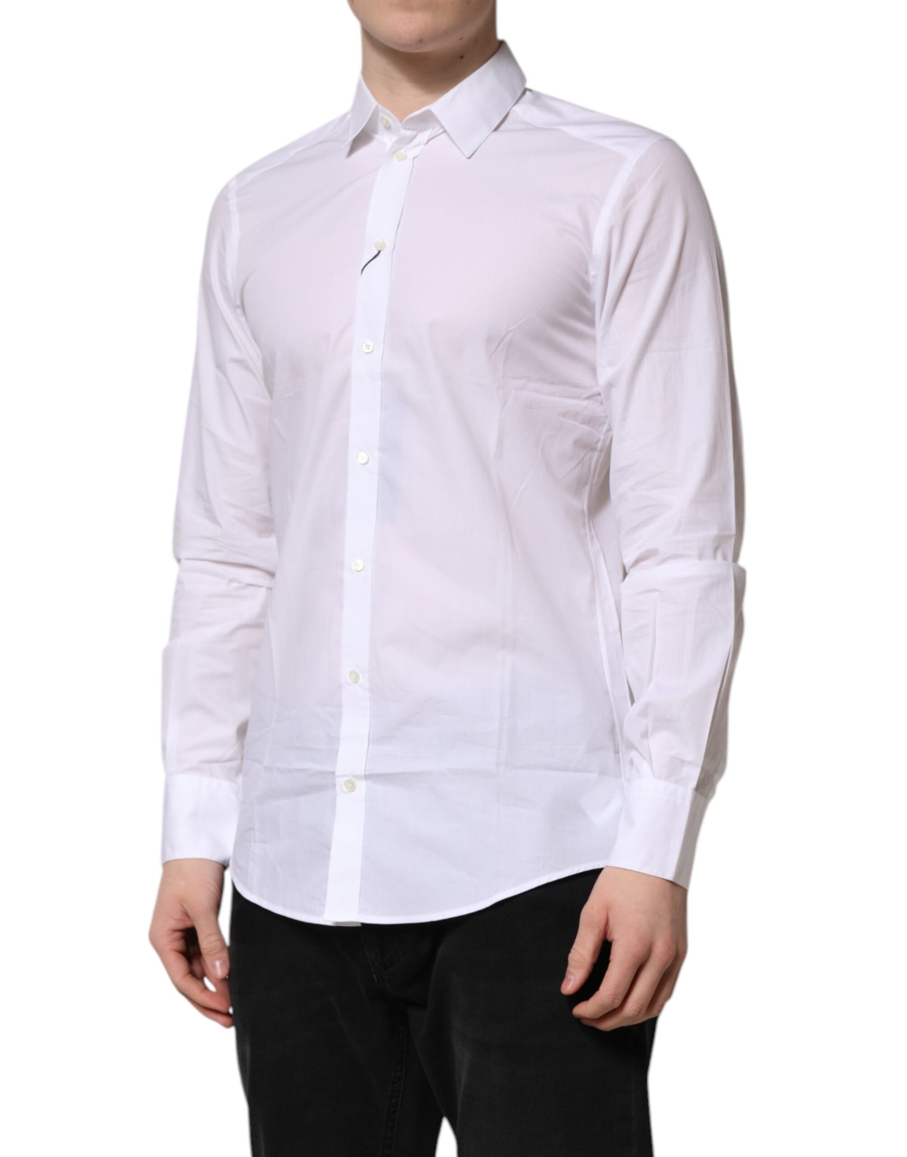 Dolce & Gabbana White Collared Long Sleeves Dress Formal Shirt | Regal Royce