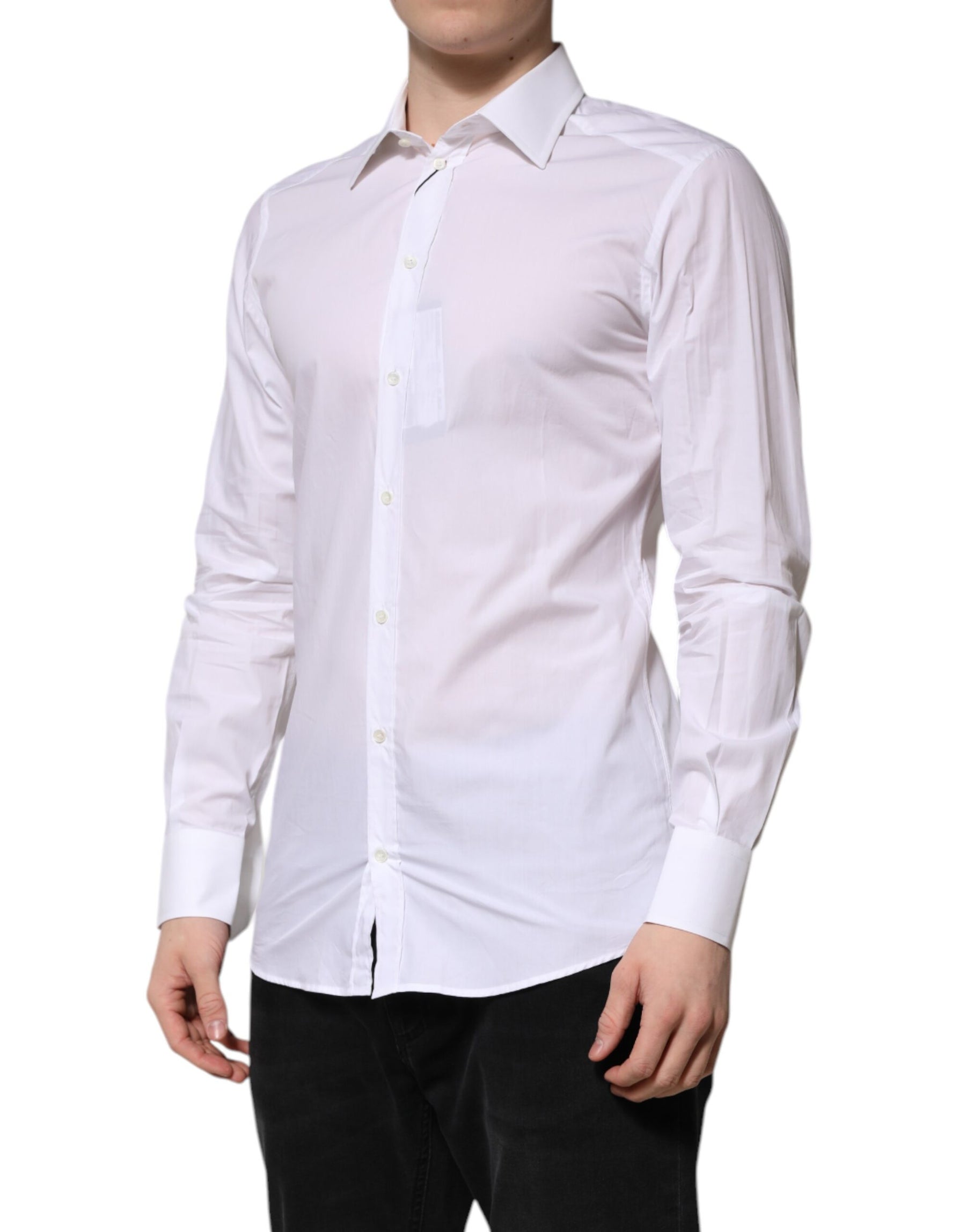 Dolce & Gabbana White GOLD Long Sleeves Dress Men Formal Shirt | Regal Royce