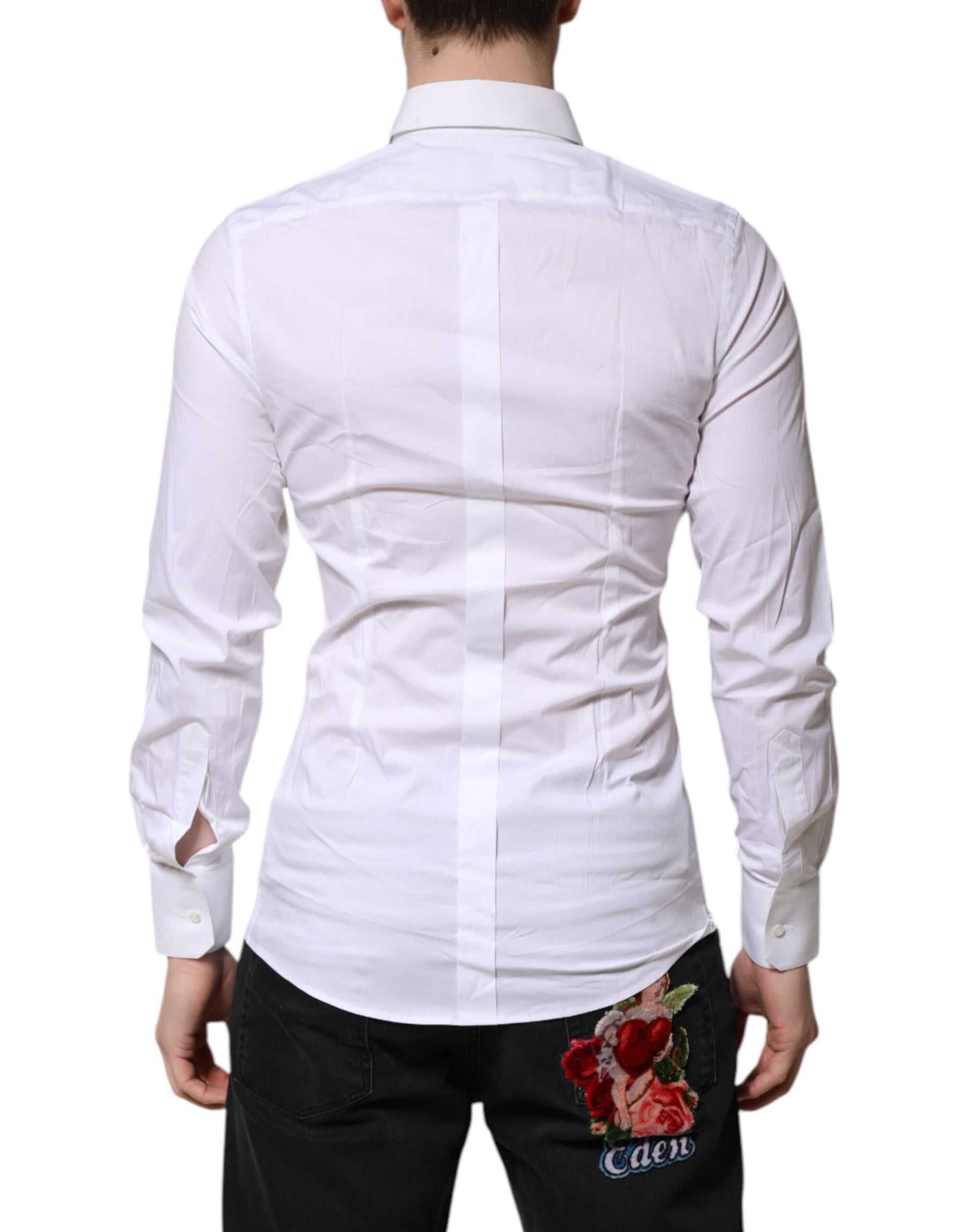 Dolce & Gabbana White GOLD Long Sleeves Dress Formal Shirt | Regal Royce
