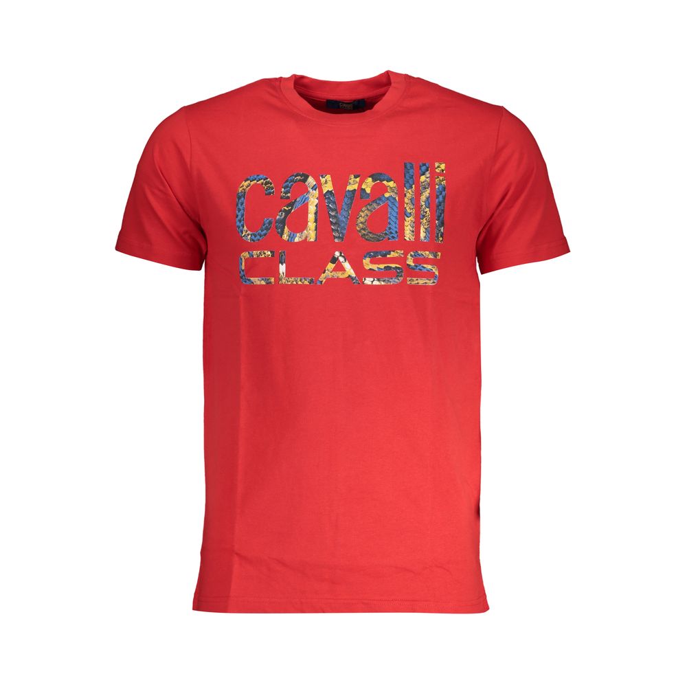 Cavalli Class Red Cotton Men T-Shirt | Regal Royce