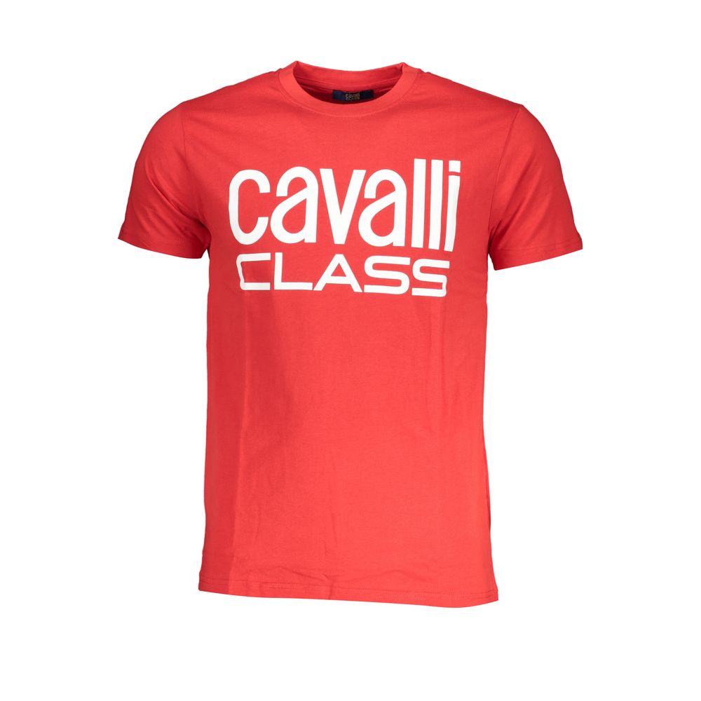 Cavalli Class Rosso Cotton Men T-Shirt | Regal Royce