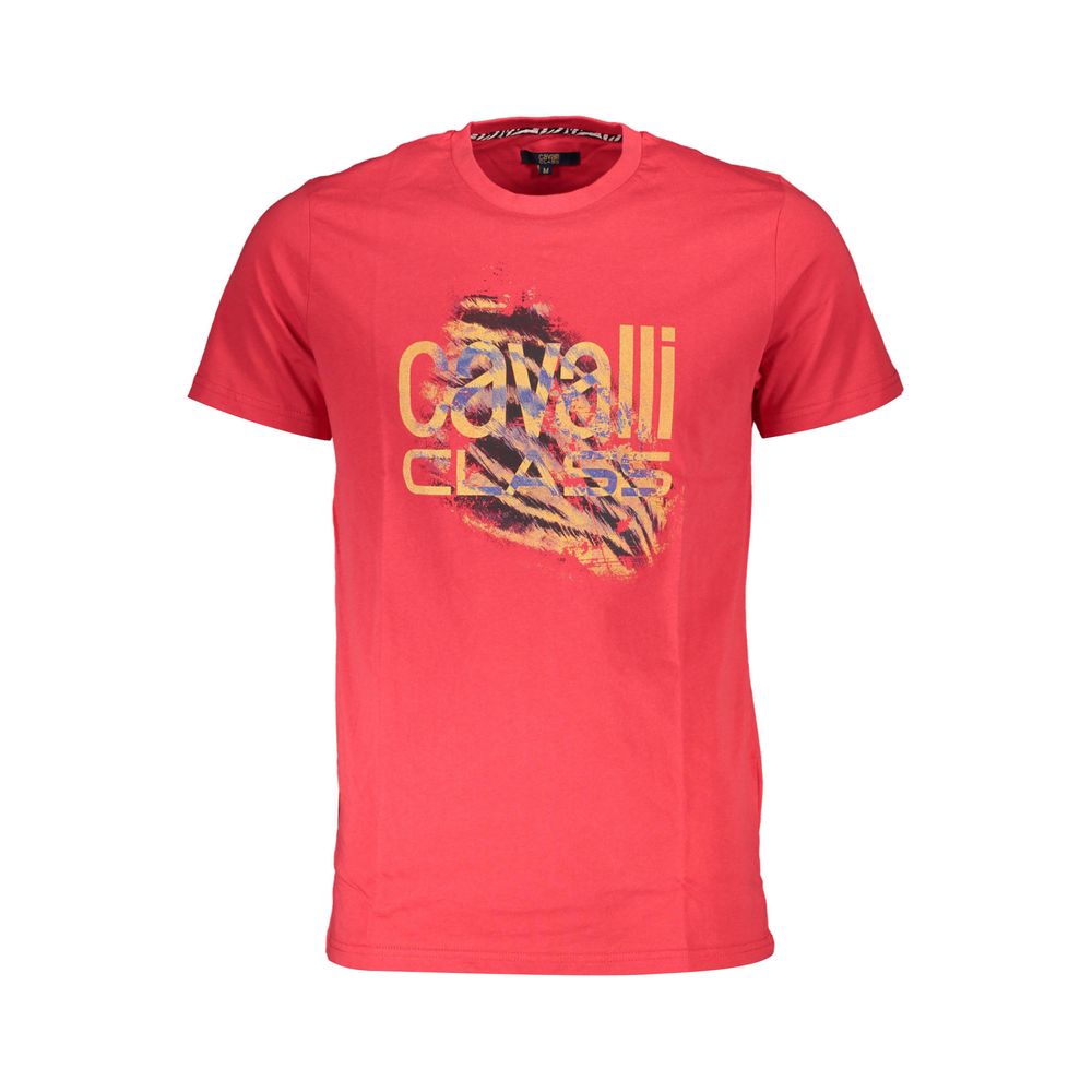 Cavalli Class Rosso Cotton Men T-Shirt | Regal Royce